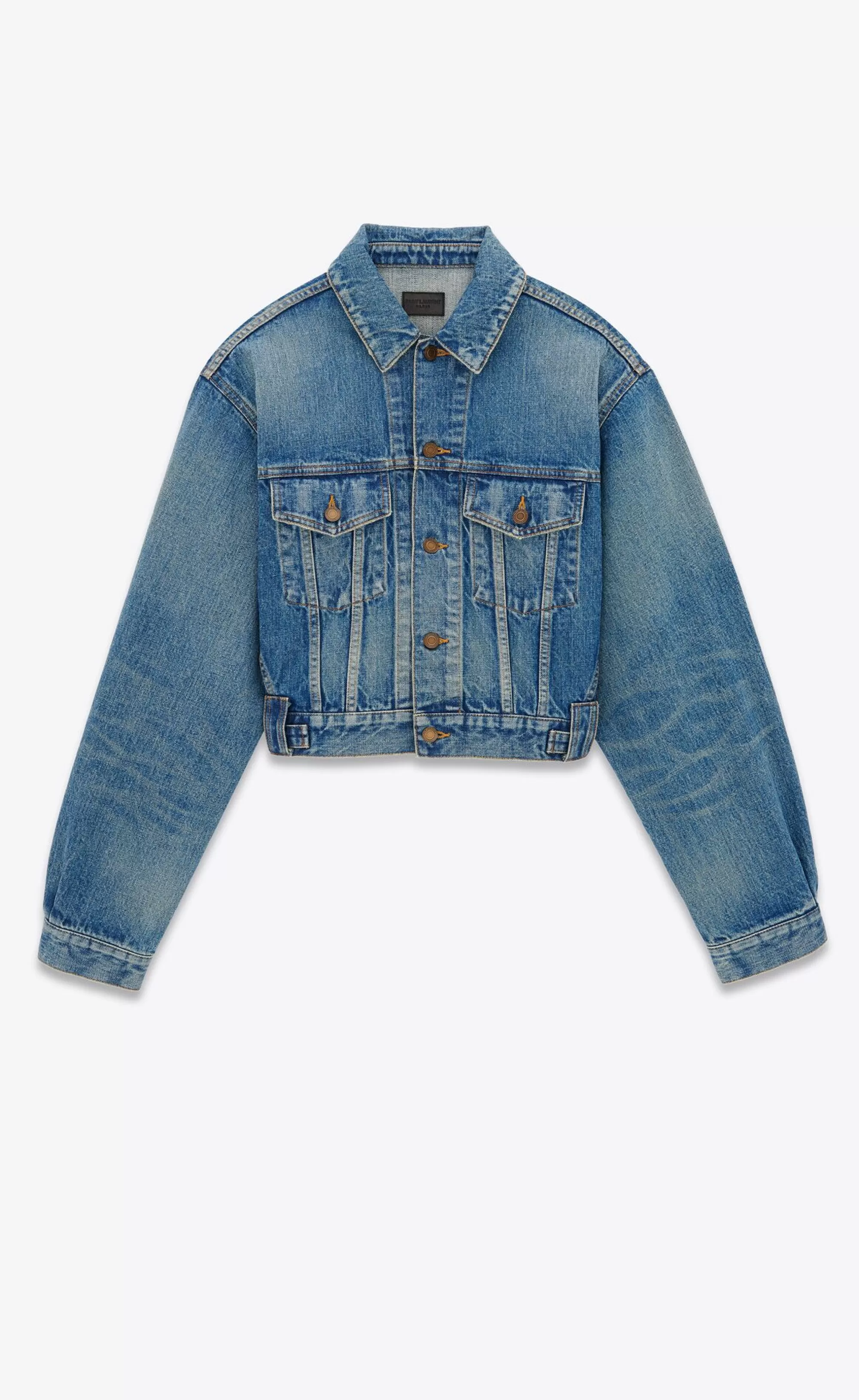 Women Saint Laurent Denim^80's Jacket In Vintage Blue Denim | | YSL.com