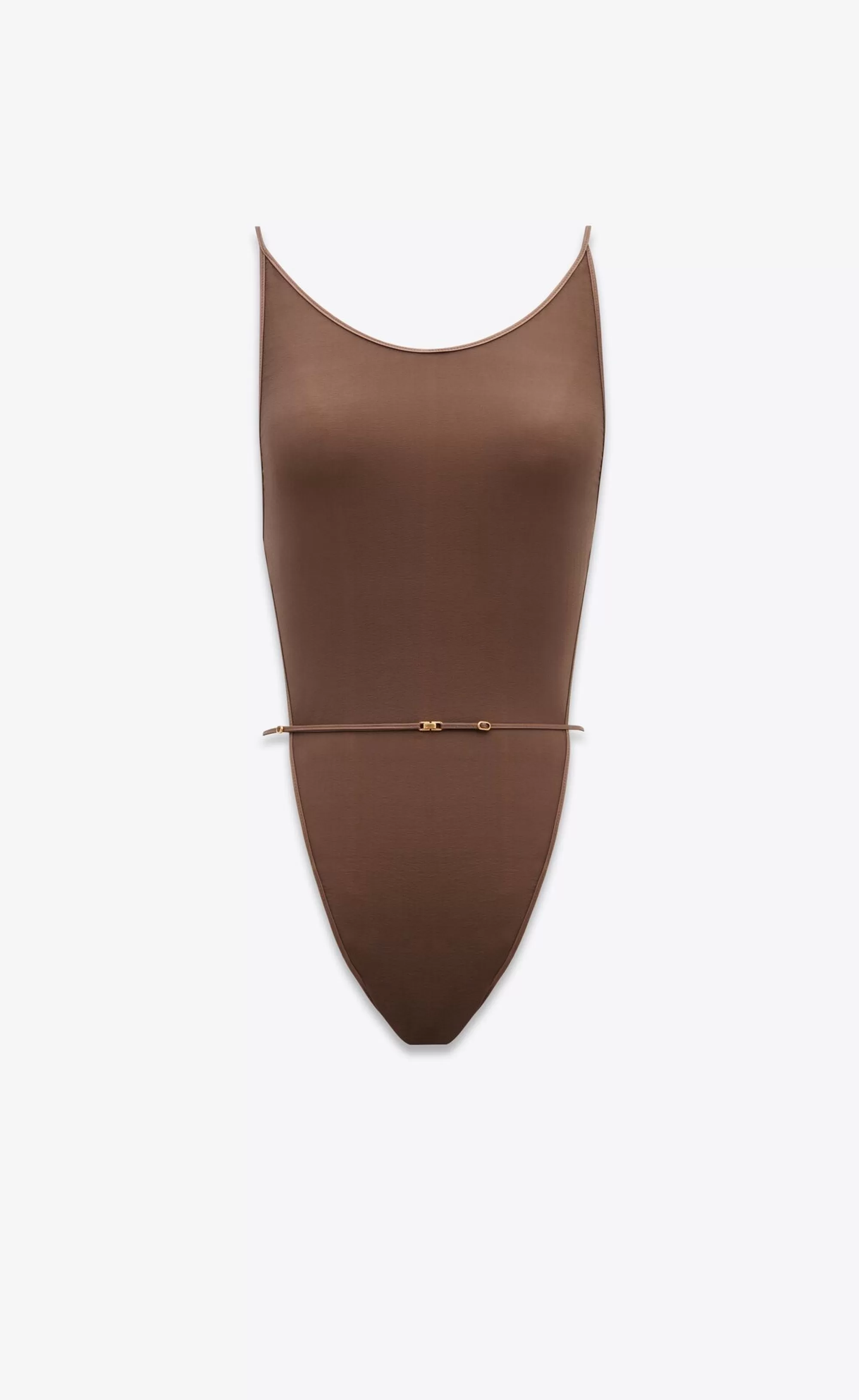 Women Saint Laurent LINGERIE AND SWIMWEAR^Backless Bodysuit In Stretch Silk Georgette | | YSL.com