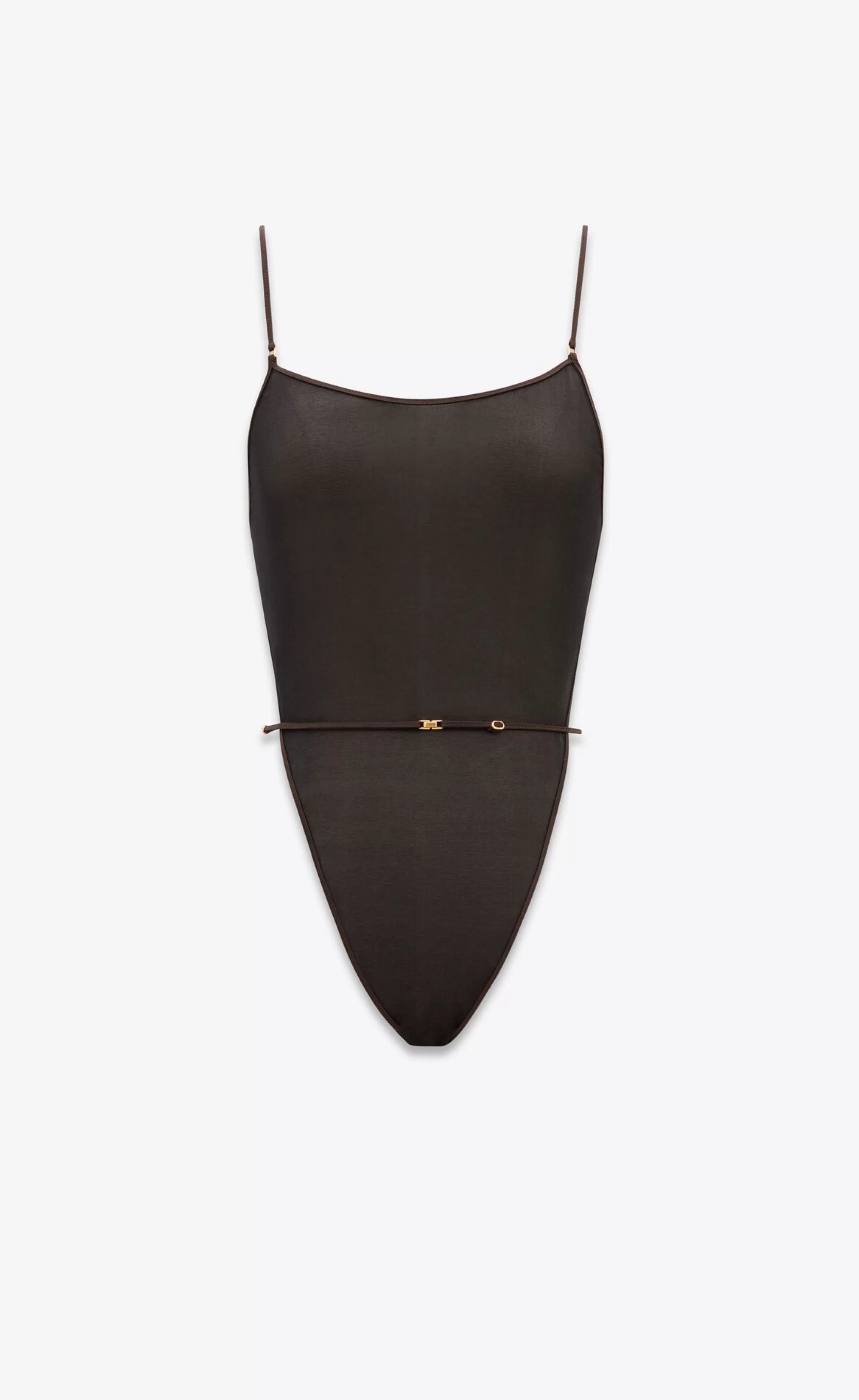 Women Saint Laurent LINGERIE AND SWIMWEAR^Backless Bodysuit In Stretch Silk Georgette | | YSL.com