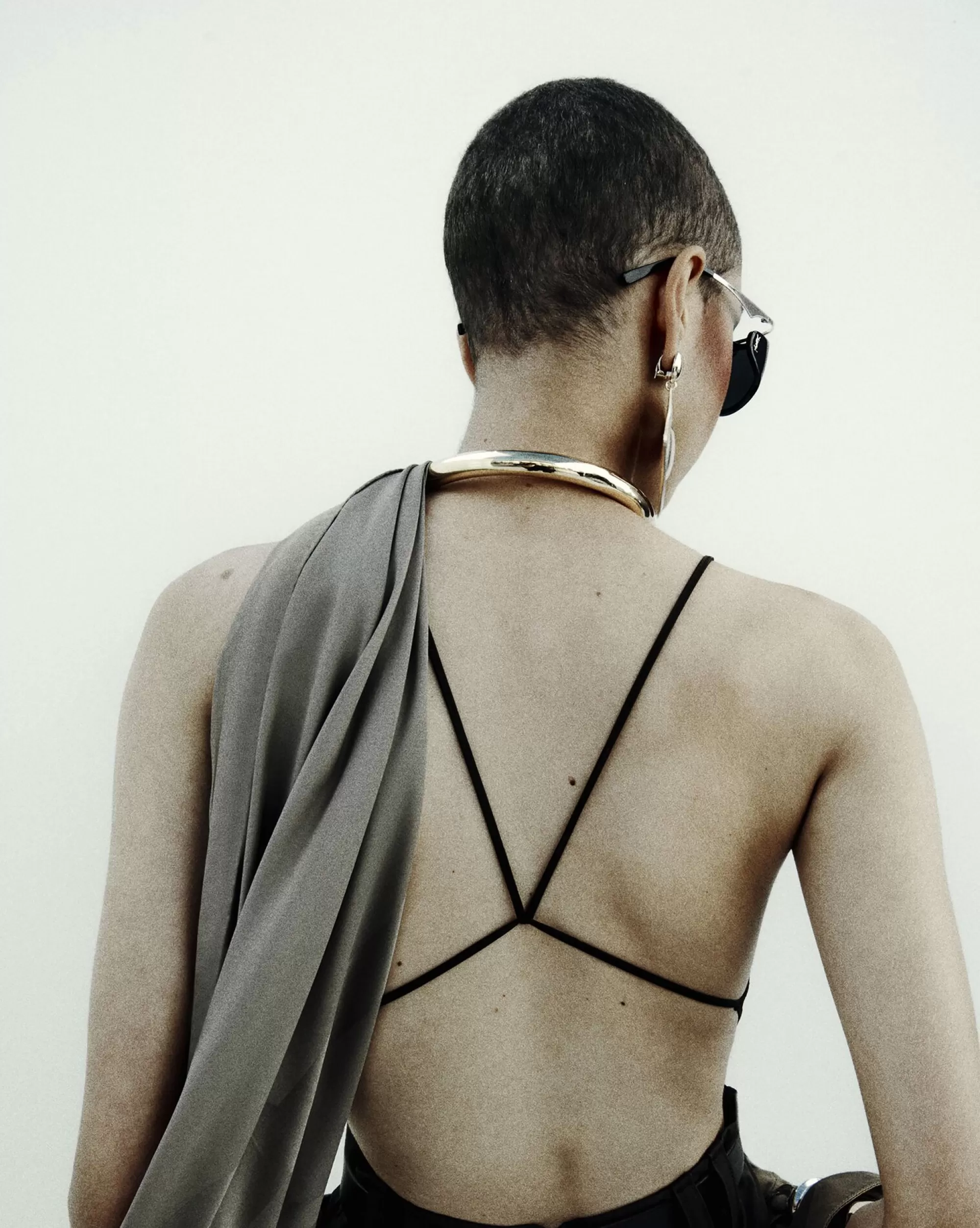 Women Saint Laurent LINGERIE AND SWIMWEAR^Backless Bodysuit In Stretch Silk Georgette | | YSL.com