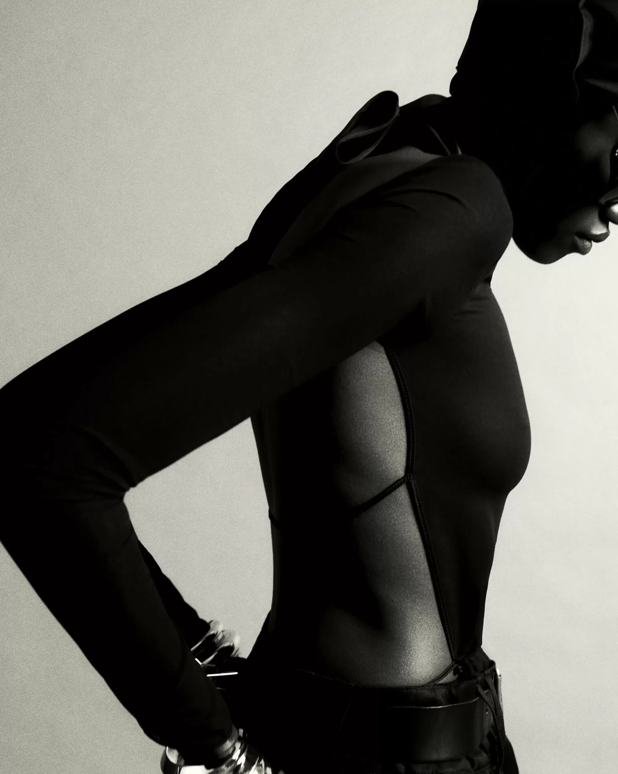 Women Saint Laurent LINGERIE AND SWIMWEAR^Backless Bodysuit In Stretch Silk Georgette | | YSL.com