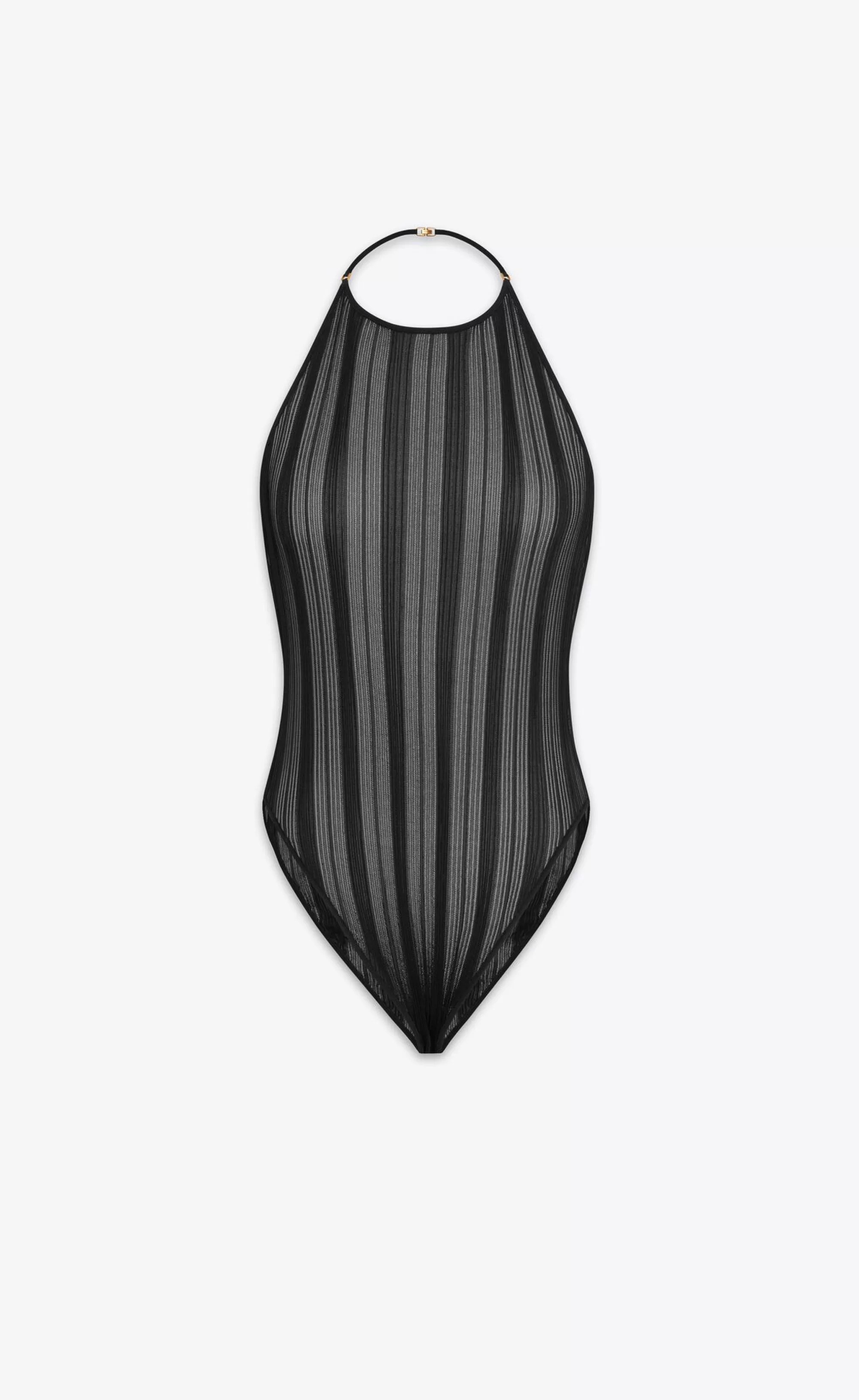 Women Saint Laurent LINGERIE AND SWIMWEAR^Backless Bodysuit In Striped Knit | | YSL.com