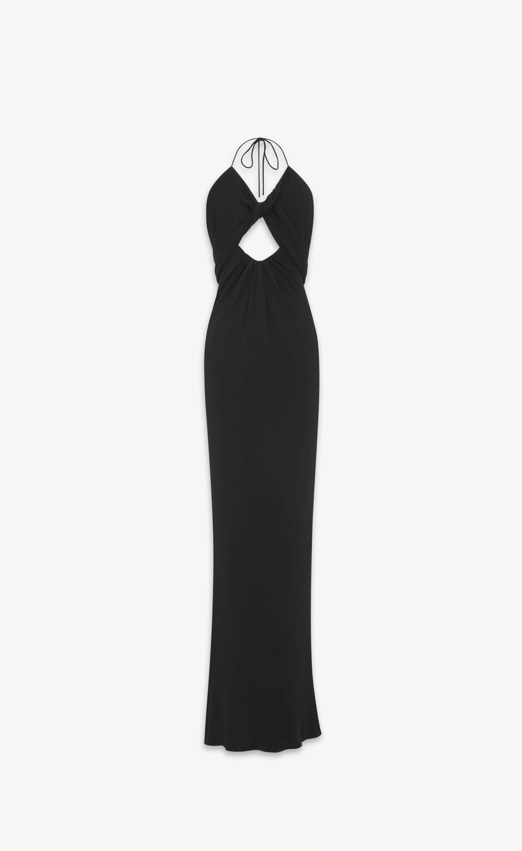 Women Saint Laurent DRESSES^Backless Halter Dress In Satin Crepe Jersey | | YSL.com