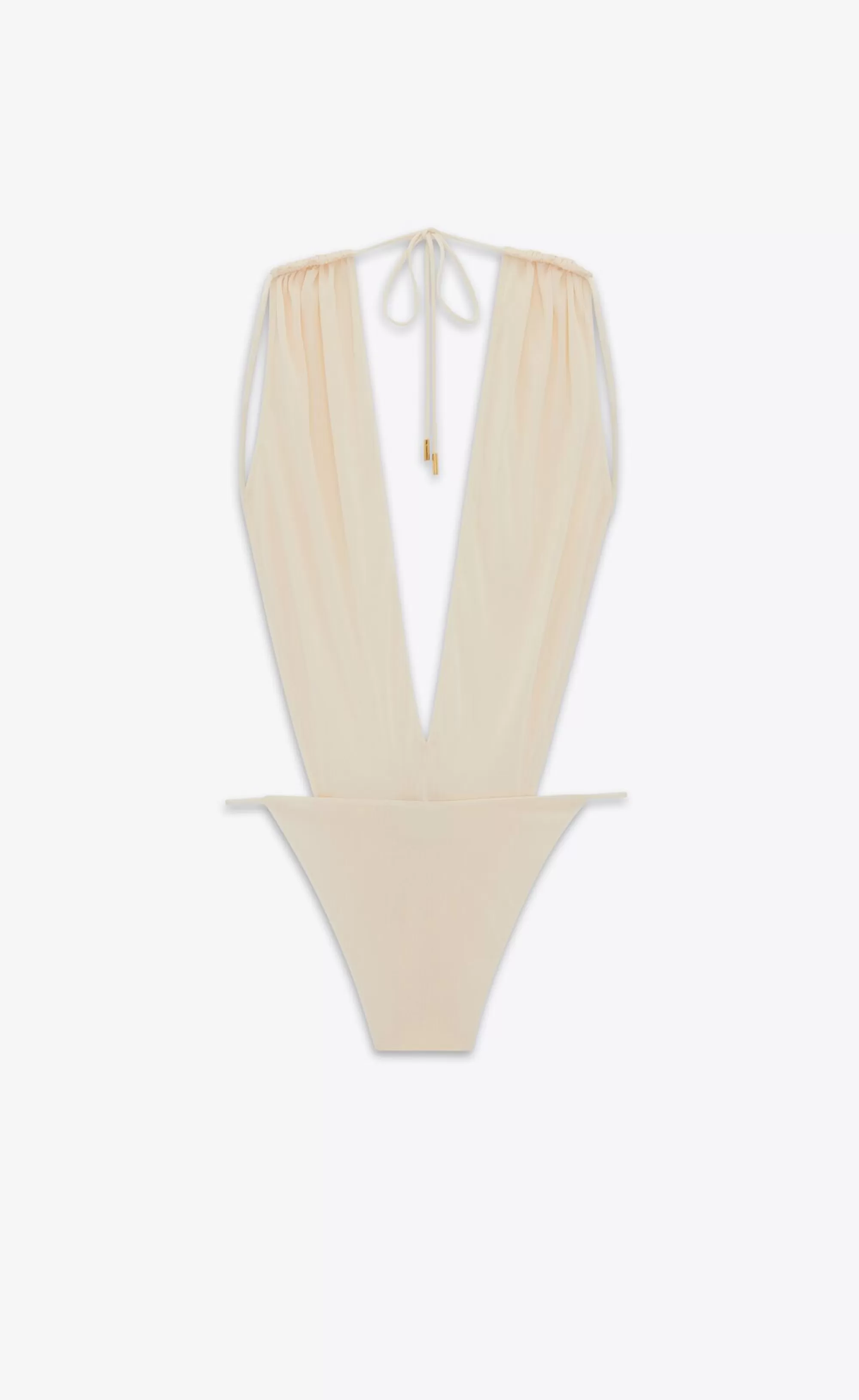 Women Saint Laurent LINGERIE AND SWIMWEAR^Backless V-halter Bodysuit | | YSL.com