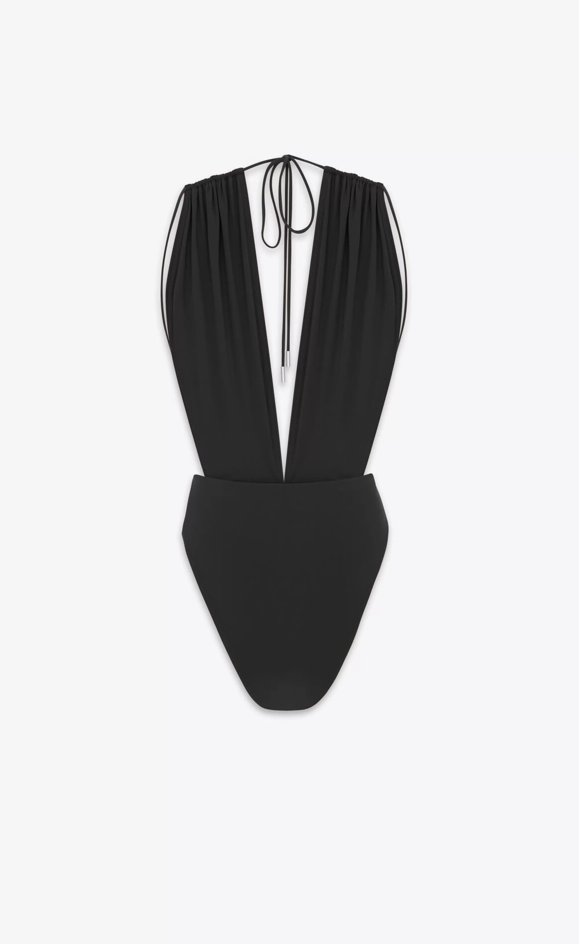 Women Saint Laurent LINGERIE AND SWIMWEAR^Backless V-halter Swimsuit | | YSL.com