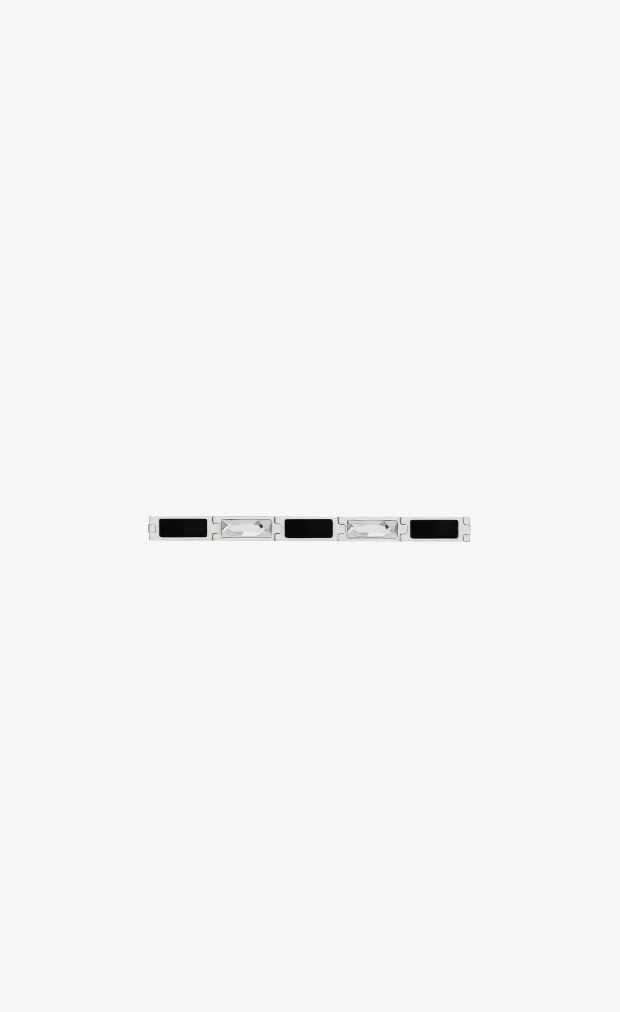Saint Laurent Bracelets^Baguette Rhinestone Bracelet In Metal And Leather | | YSL.com