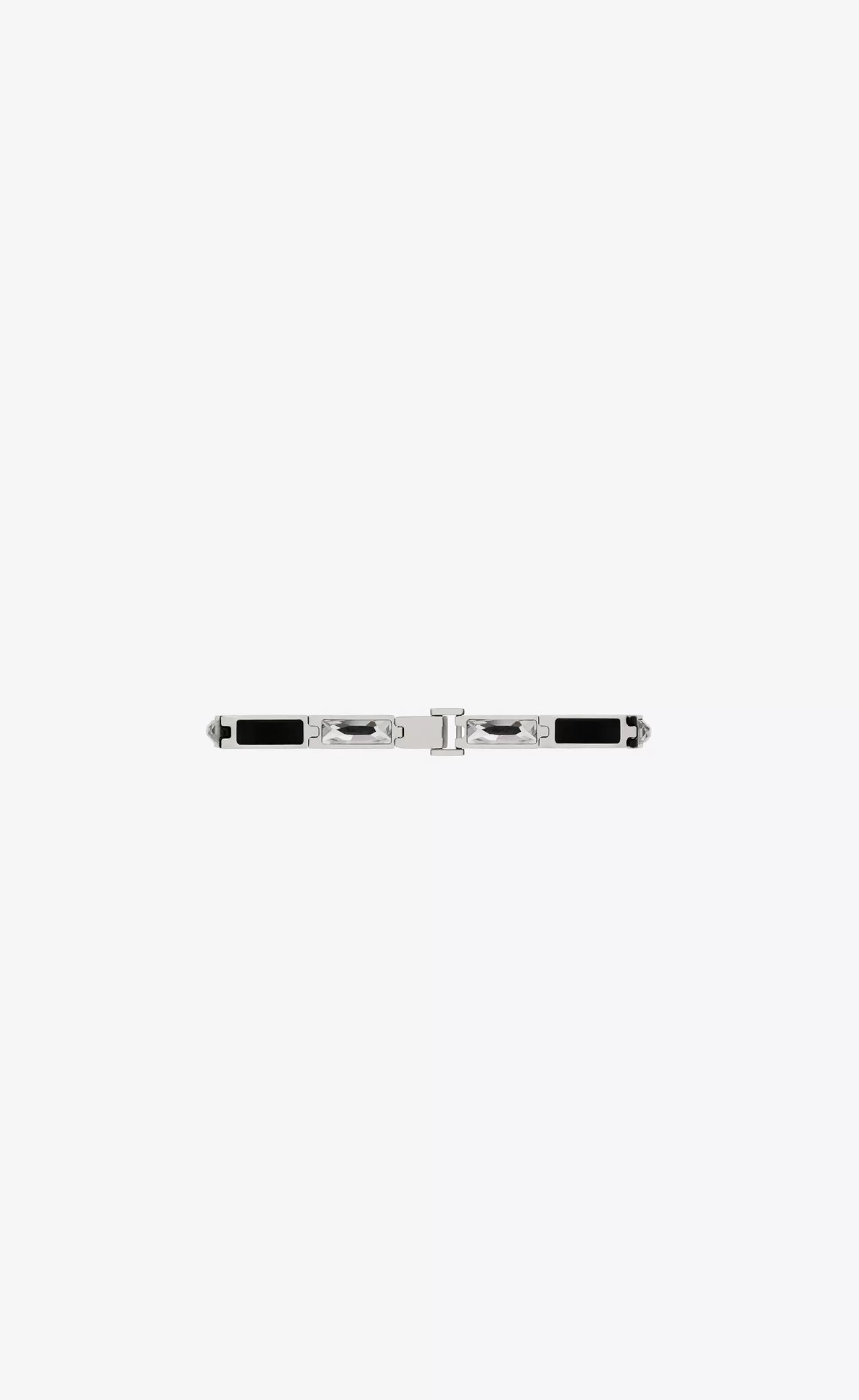 Saint Laurent Bracelets^Baguette Rhinestone Bracelet In Metal And Leather | | YSL.com
