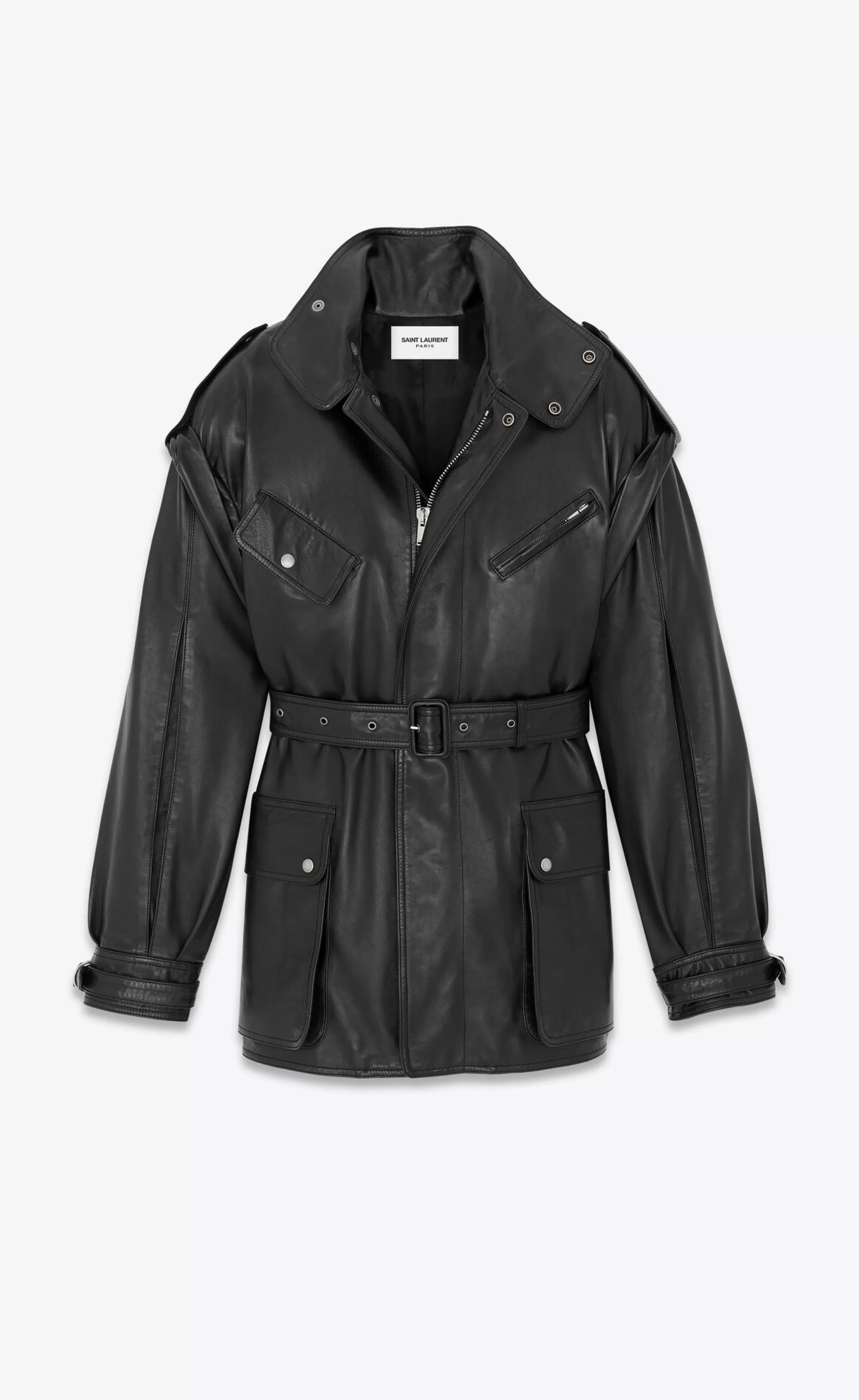 Women Saint Laurent Leather^Belted Coat In Lambskin | | YSL.com