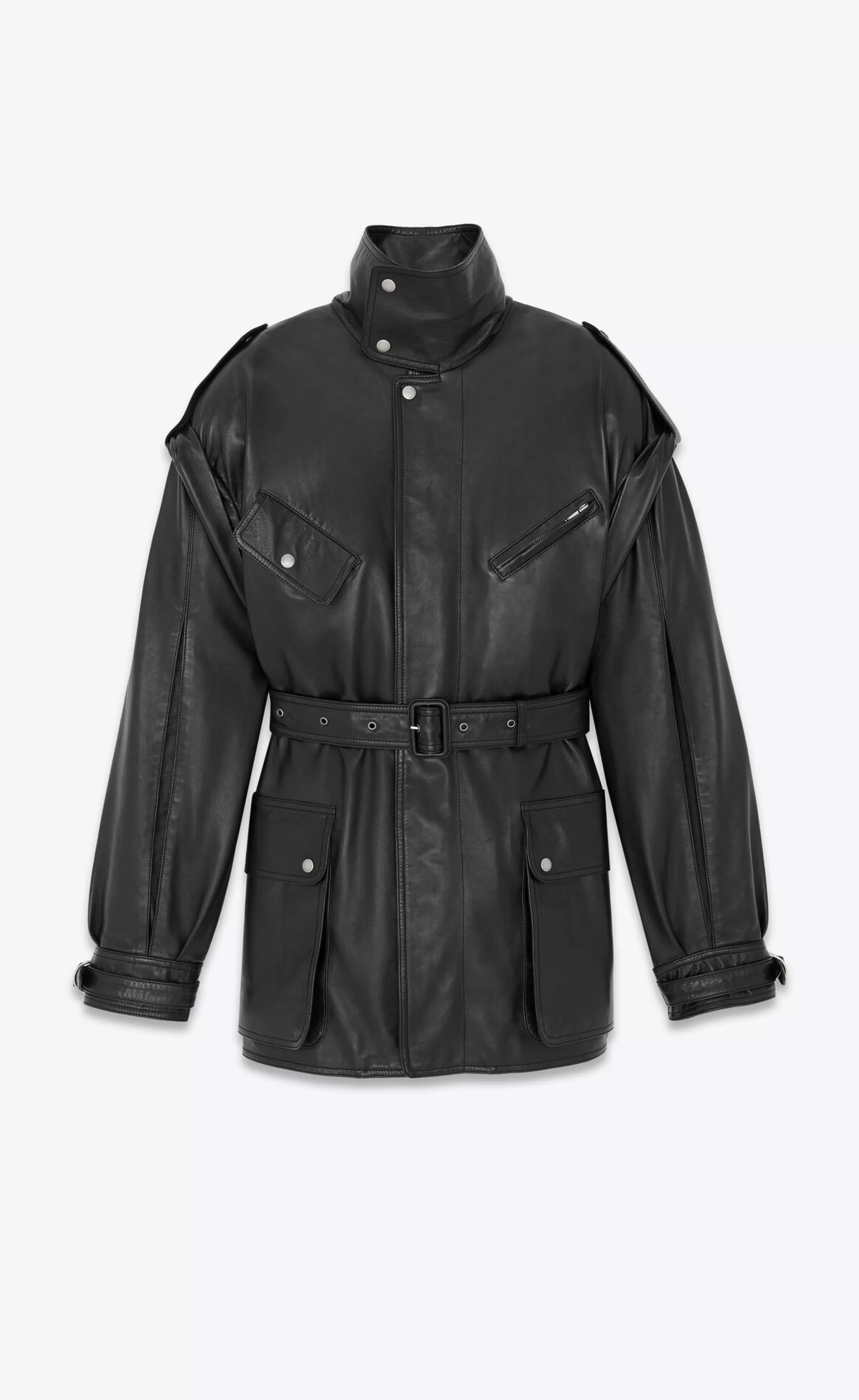 Women Saint Laurent Leather^Belted Coat In Lambskin | | YSL.com