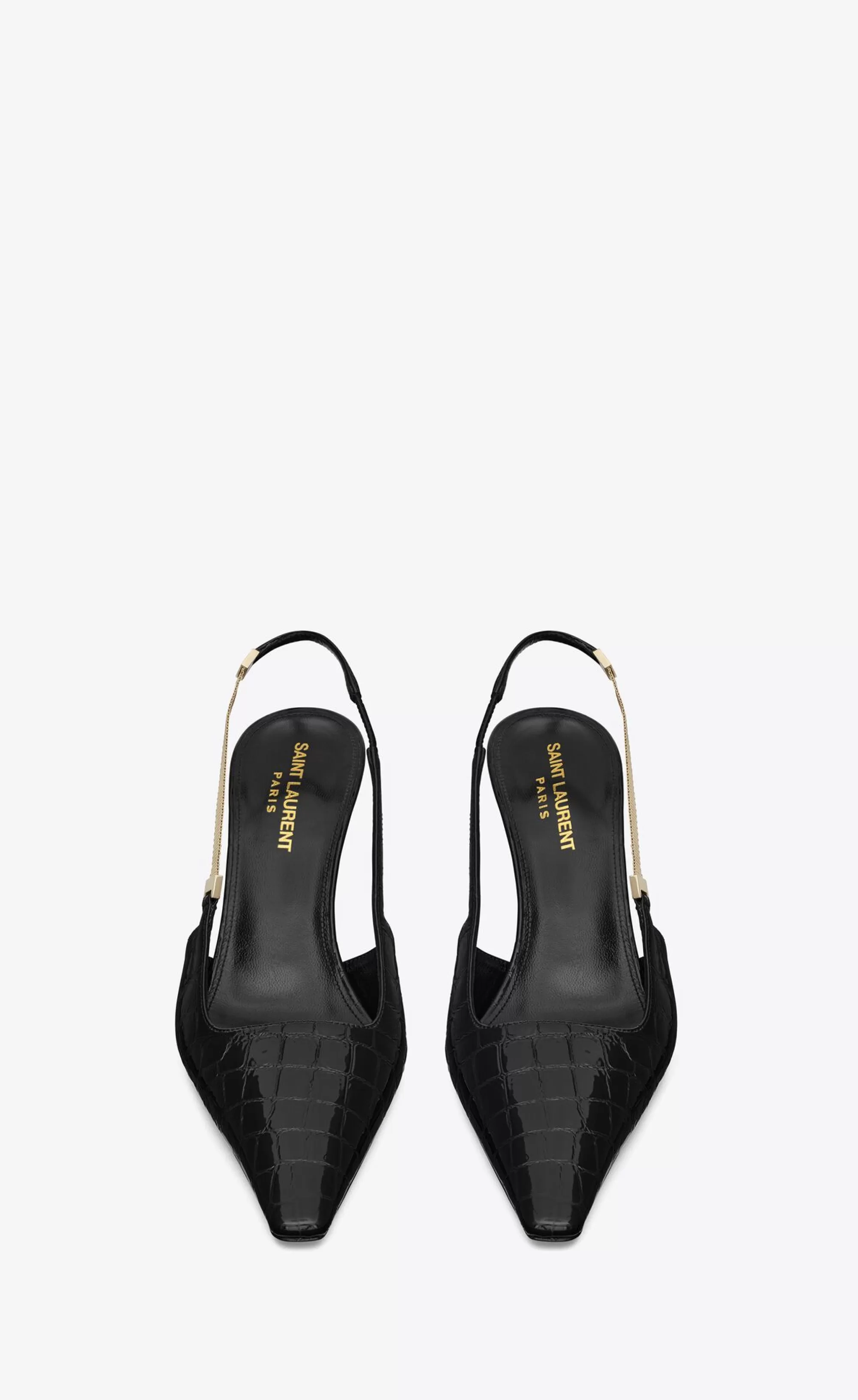 Women Saint Laurent SLINGBACKS^BLAKE Slingback Pumps In Crocodile-embossed Leather | | YSL.com