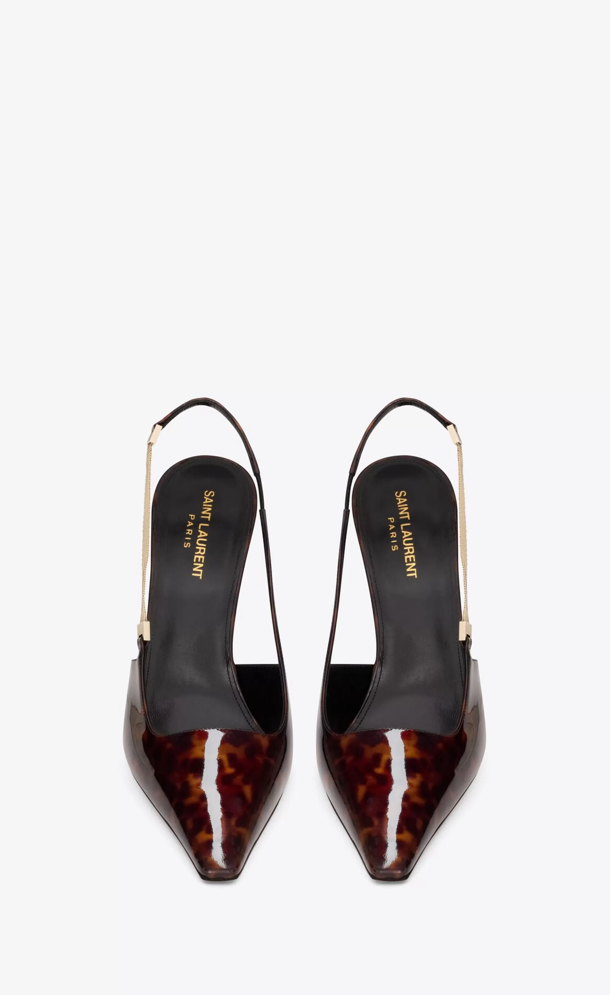 Women Saint Laurent SLINGBACKS | SMOKING^BLAKE Slingback Pumps In In Tortoiseshell Patent Leather | | YSL.com