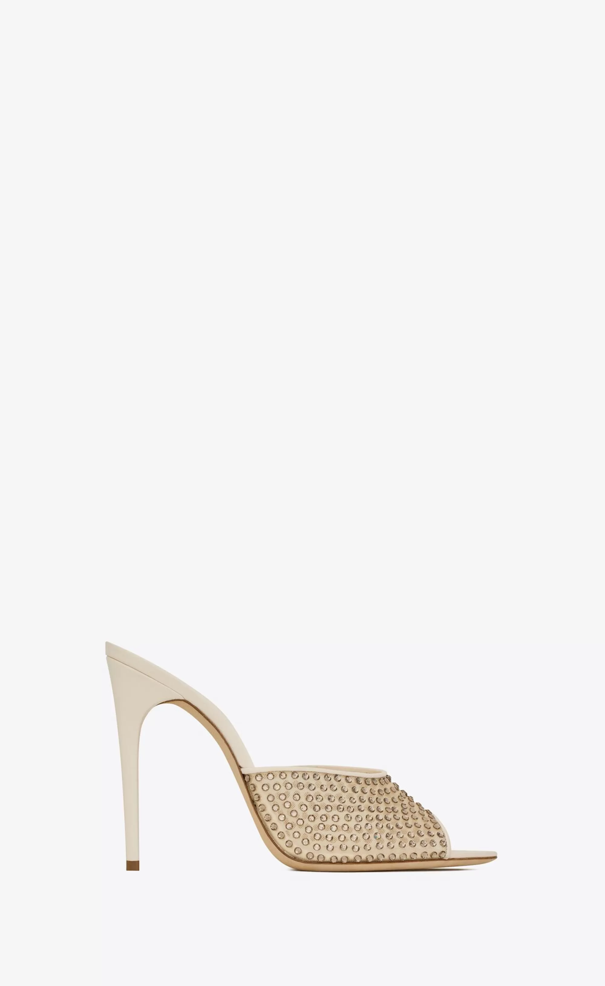 Women Saint Laurent MULES^Blonde Mules In Rhinestones Mesh | | YSL.com