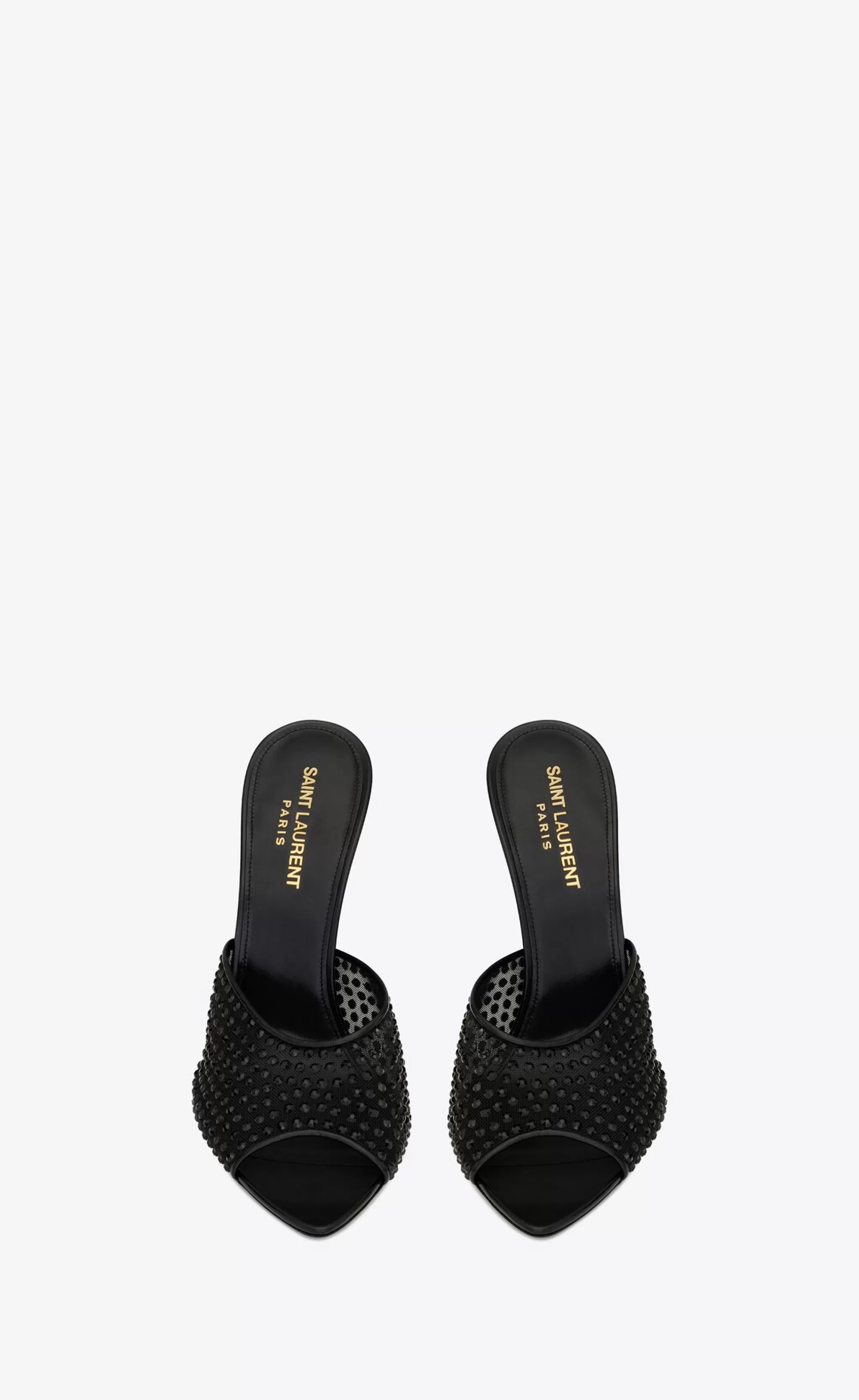 Women Saint Laurent MULES^Blonde Mules In Rhinestones Mesh | | YSL.com