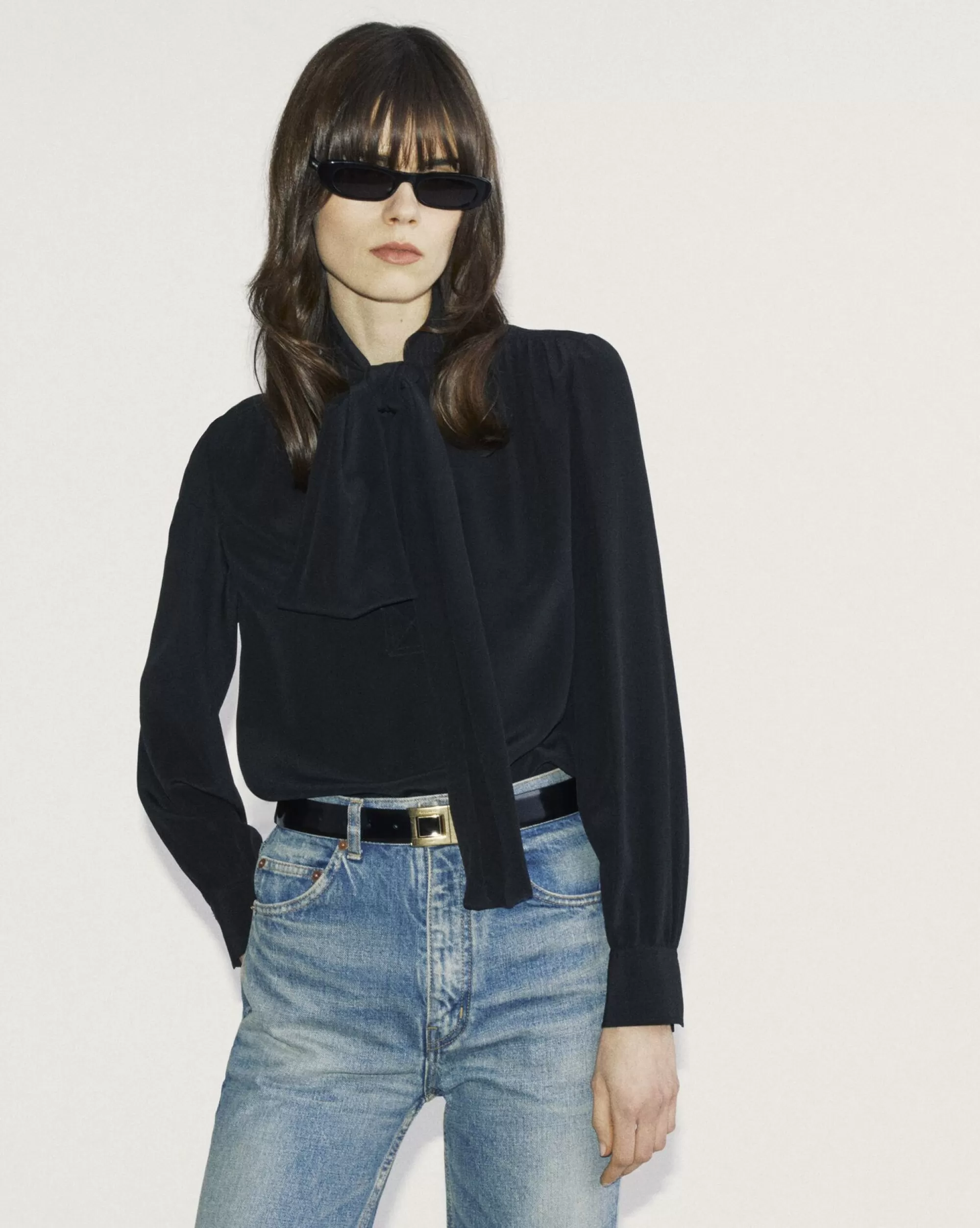 Women Saint Laurent SHIRTS AND TOPS | SMOKING^Blouse In Silk Crepe De Chine | | YSL.com