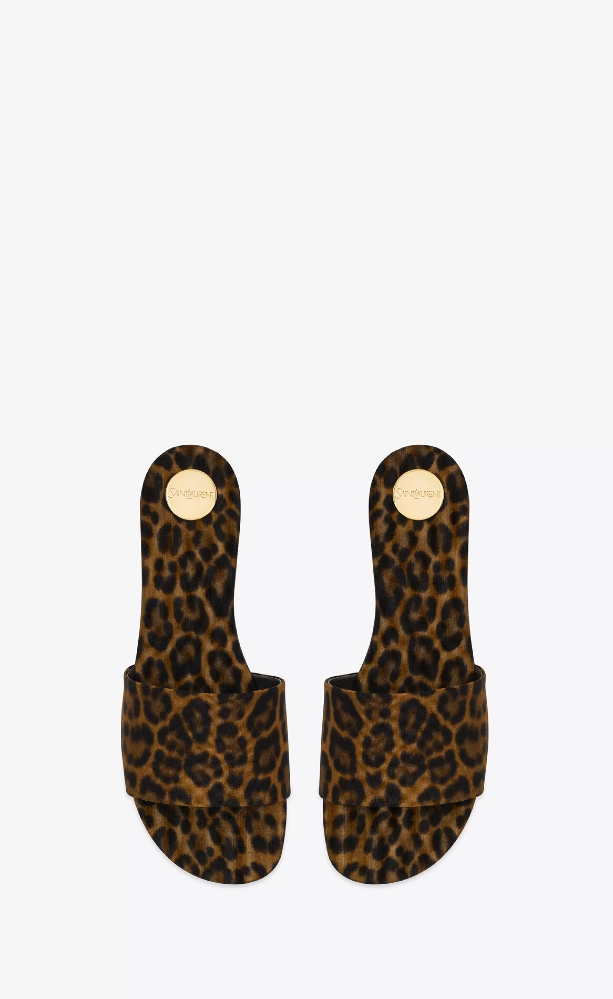 Women Saint Laurent Flat Sandals | FLATS^CARLYLE Slides In Leopard Grosgrain | | YSL.com