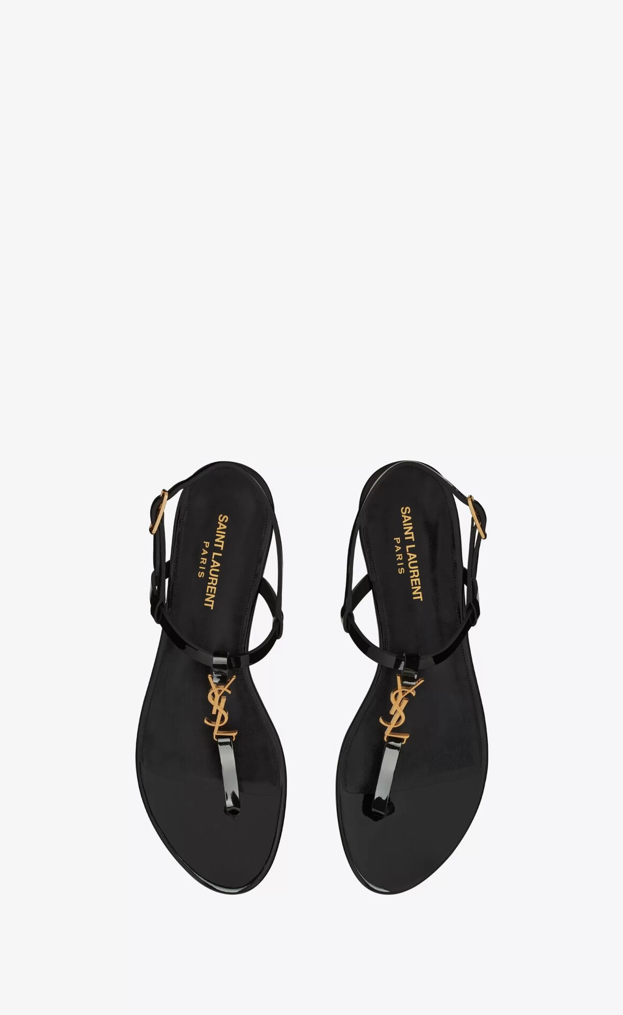 Women Saint Laurent Flat Sandals | FLATS^Cassandra Sandals In Patent Leather | | YSL.com