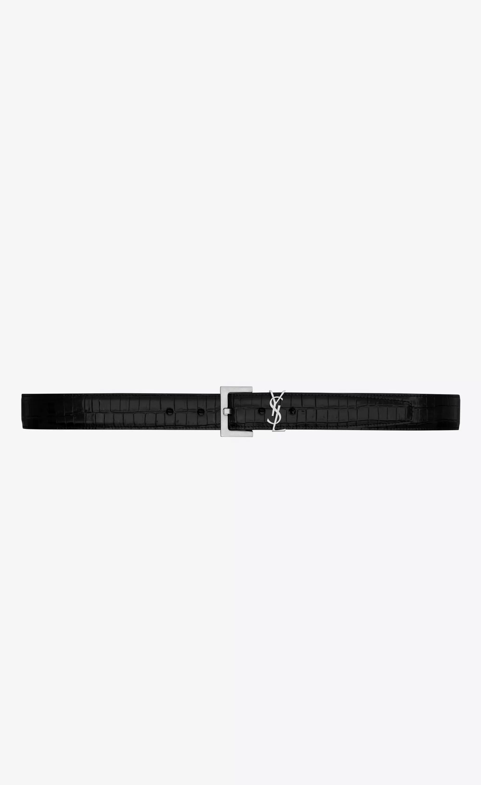 Saint Laurent BELTS^CASSANDRE Belt In Crocodile-embossed Leather | | YSL.com