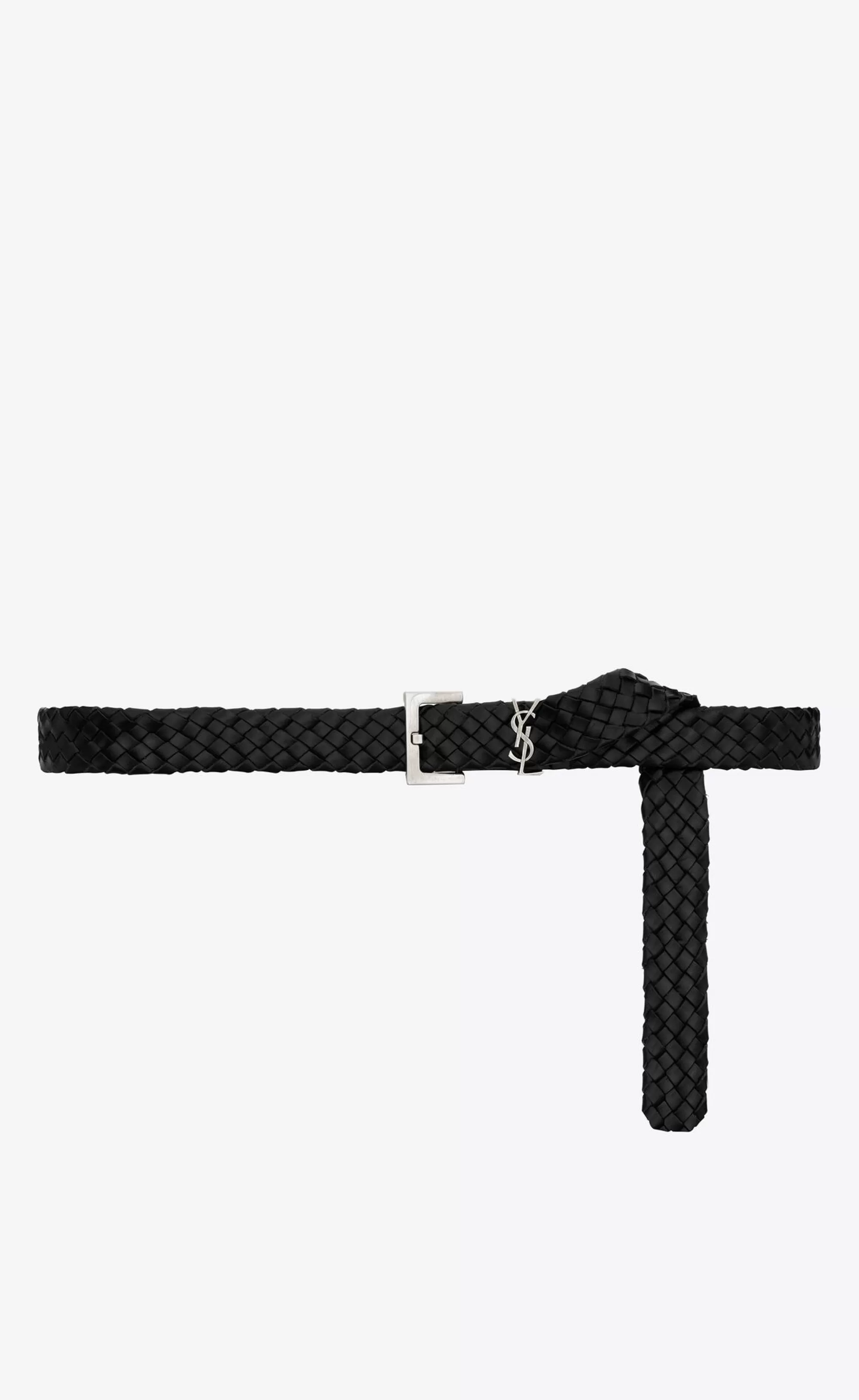 Saint Laurent BELTS^CASSANDRE Belt In Woven Vegetable-tanned Leather | | YSL.com