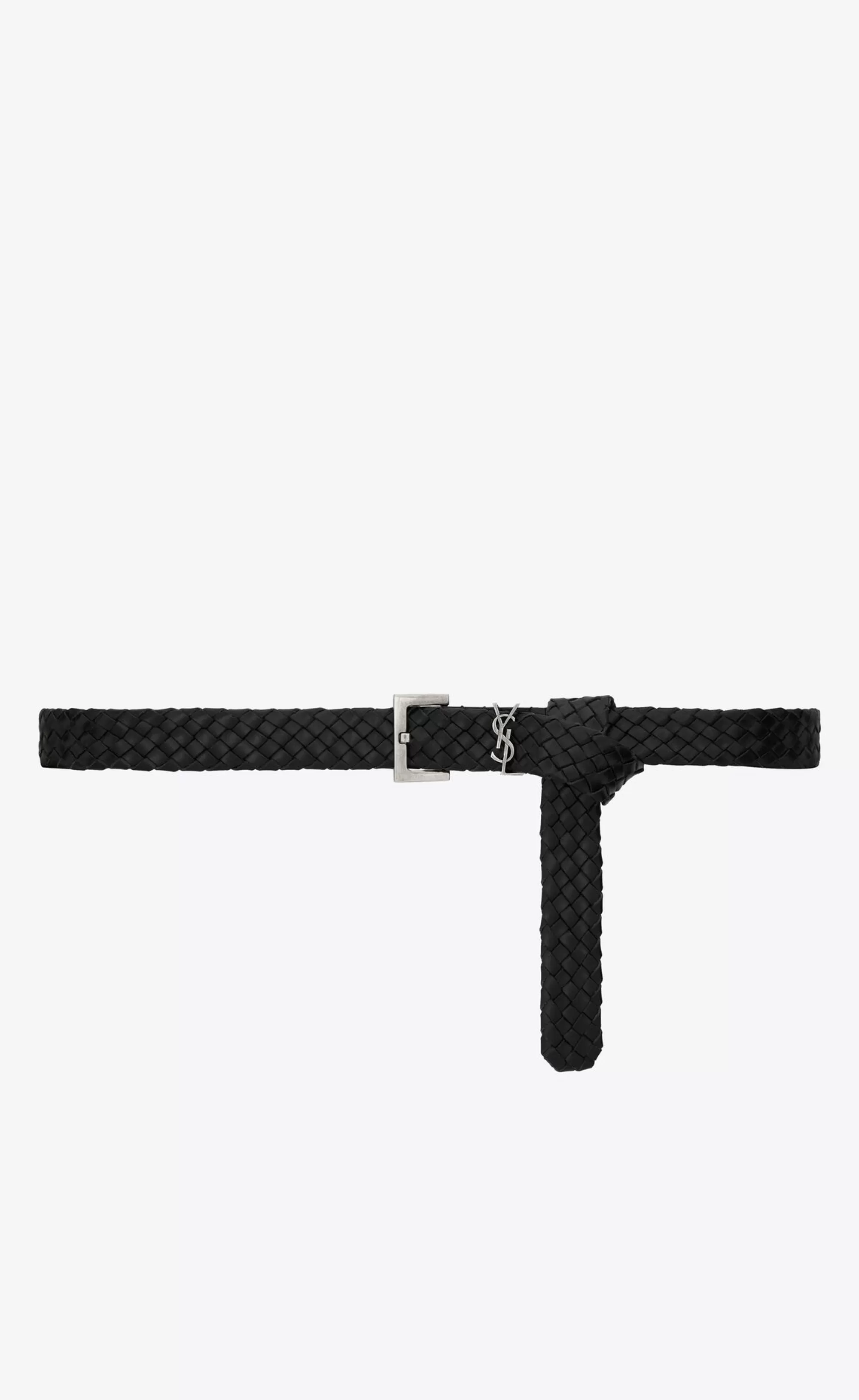 Saint Laurent BELTS^CASSANDRE Belt In Woven Vegetable-tanned Leather | | YSL.com