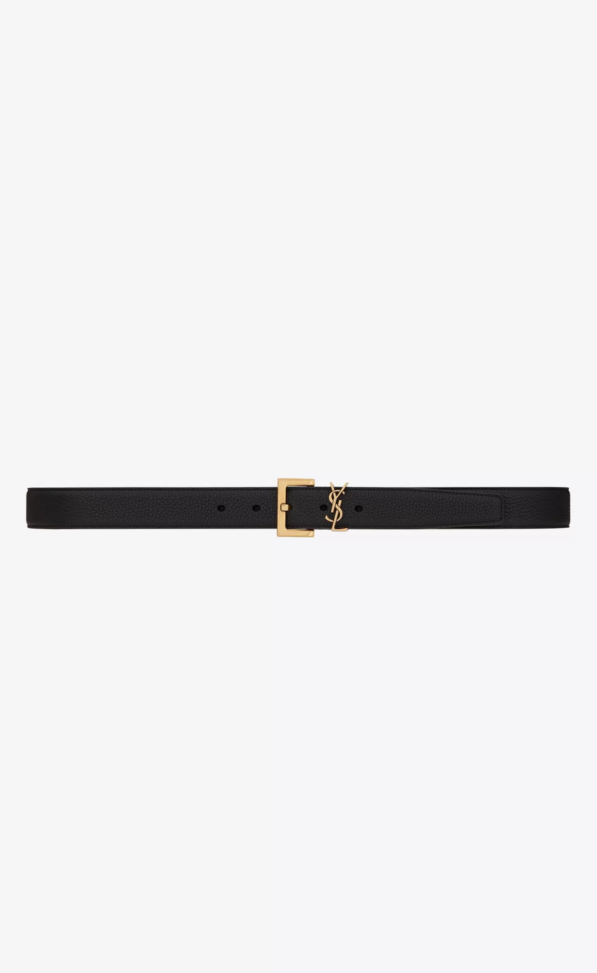 Saint Laurent BELTS^Cassandre BELT WITH SQUARE BUCKLE IN GRAINED LEATHER | | YSL.com