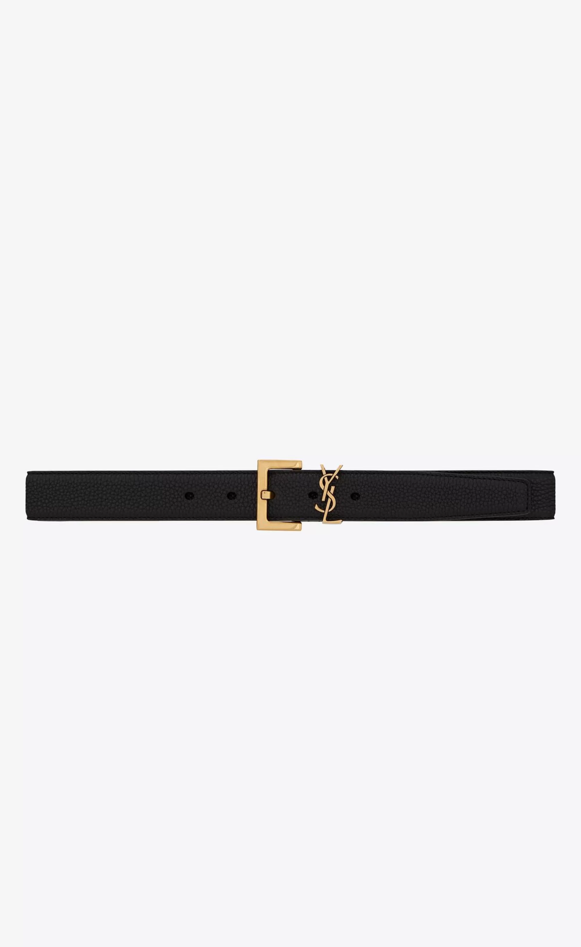 Women Saint Laurent BELTS^CASSANDRE BELT WITH SQUARE BUCKLE IN GRAINED LEATHER | | YSL.com