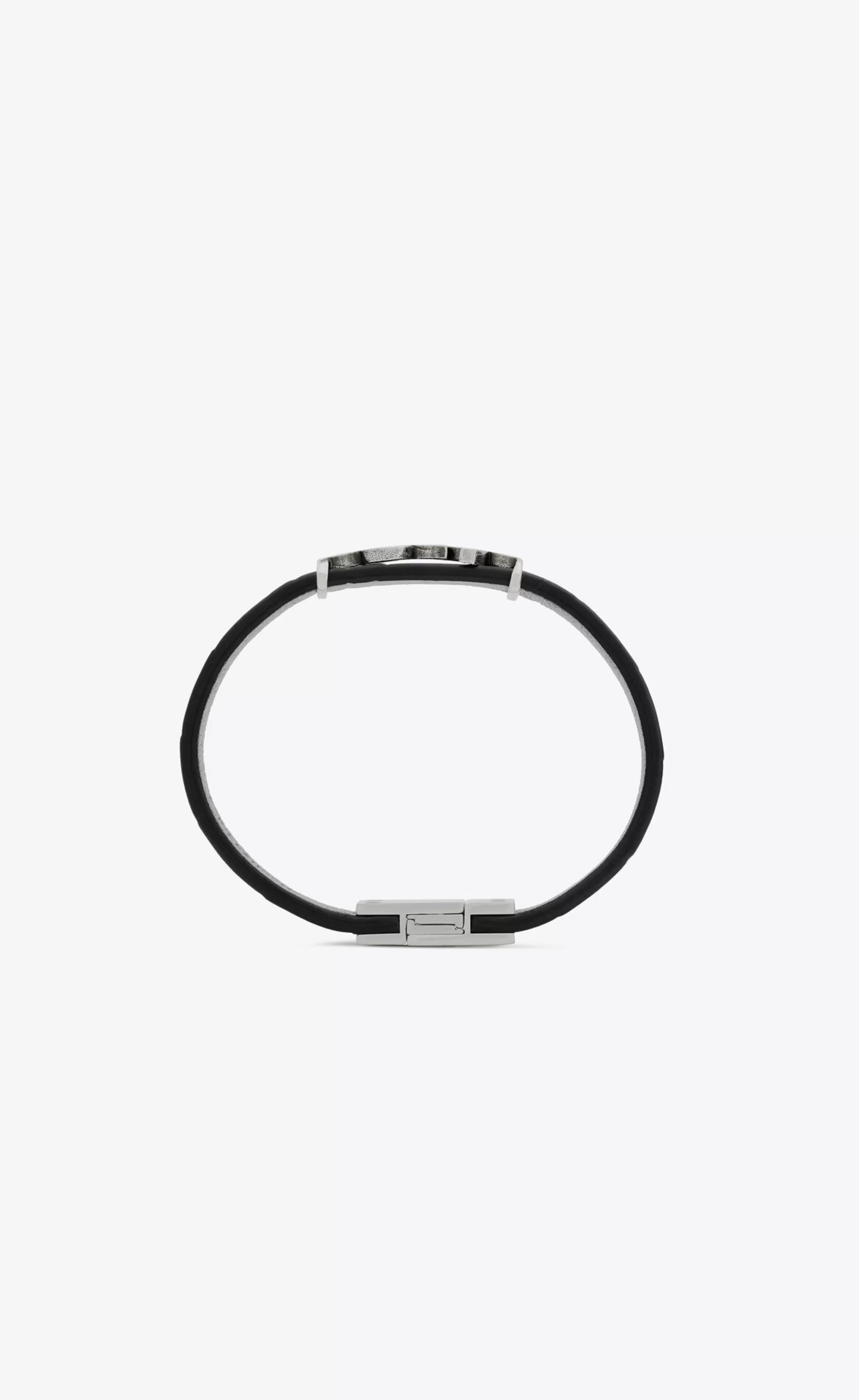 Saint Laurent Leather bracelets^CASSANDRE Bracelet In Leather And Metal | | YSL.com