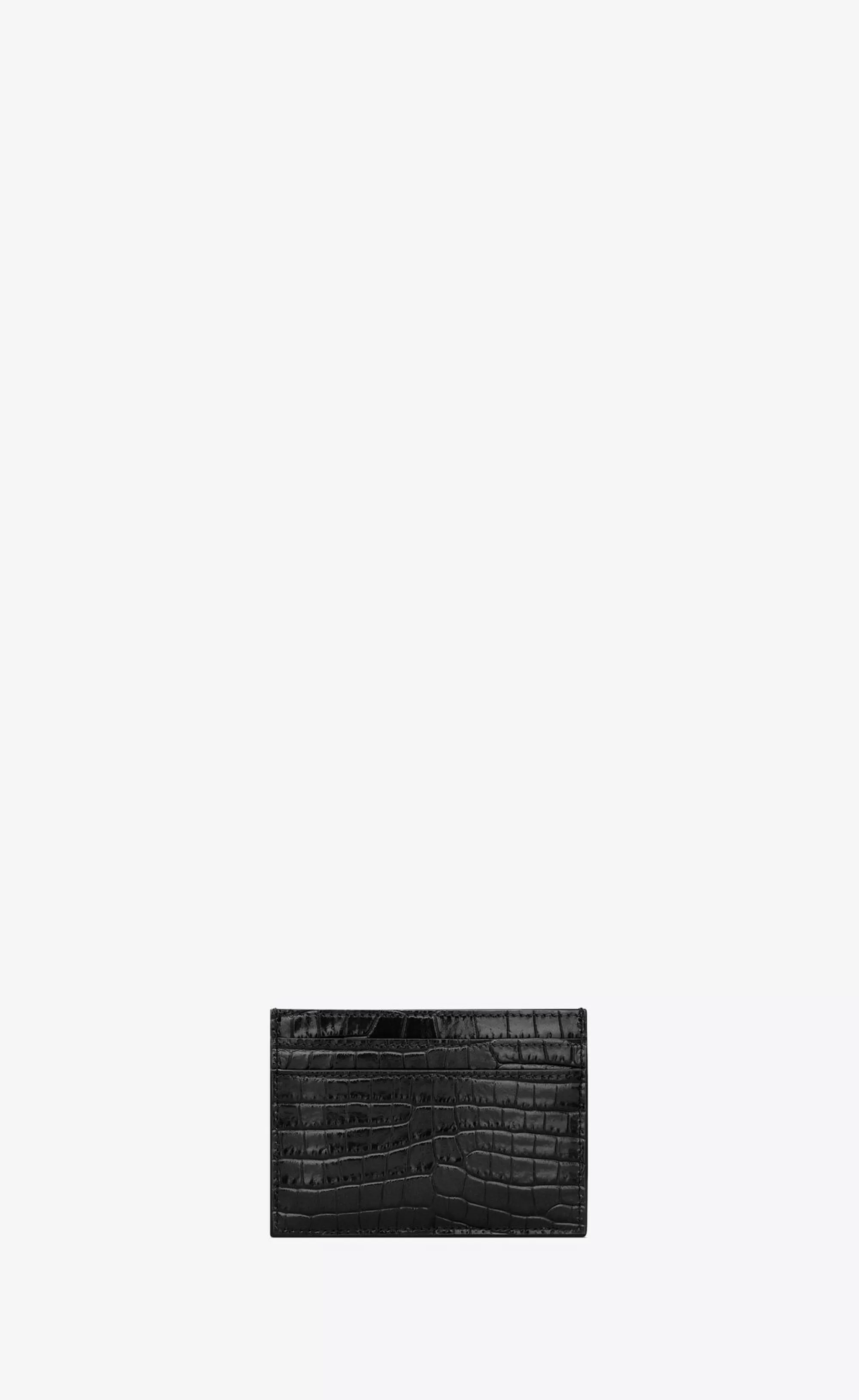 Women Saint Laurent CARD CASES^CASSANDRE Card Case In Crocodile-embossed Shiny Leather | | YSL.com