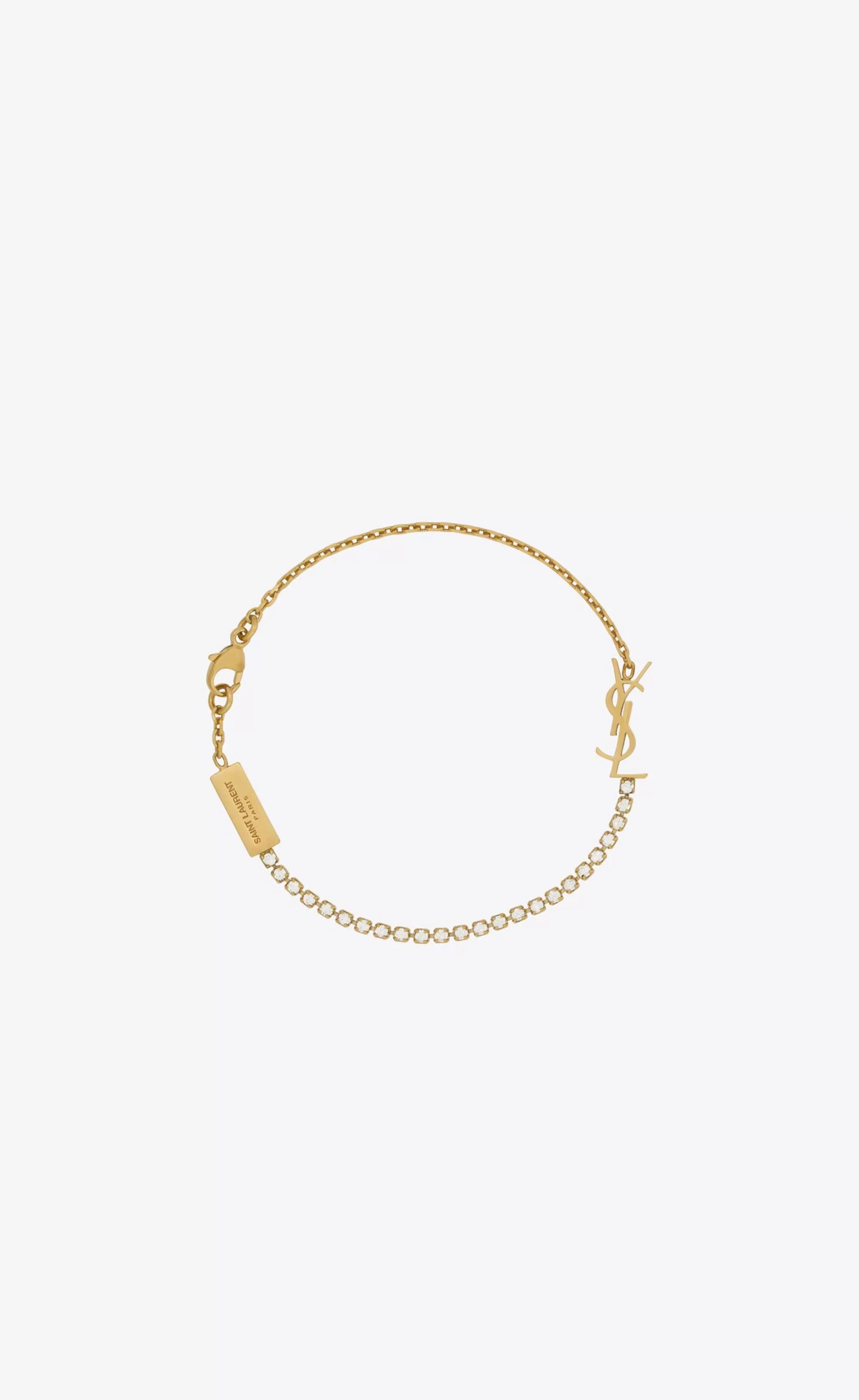 Women Saint Laurent CUFFS AND BRACELETS^CASSANDRE CHARM BRACELET IN METAL AND RHINESTONE | | YSL.com