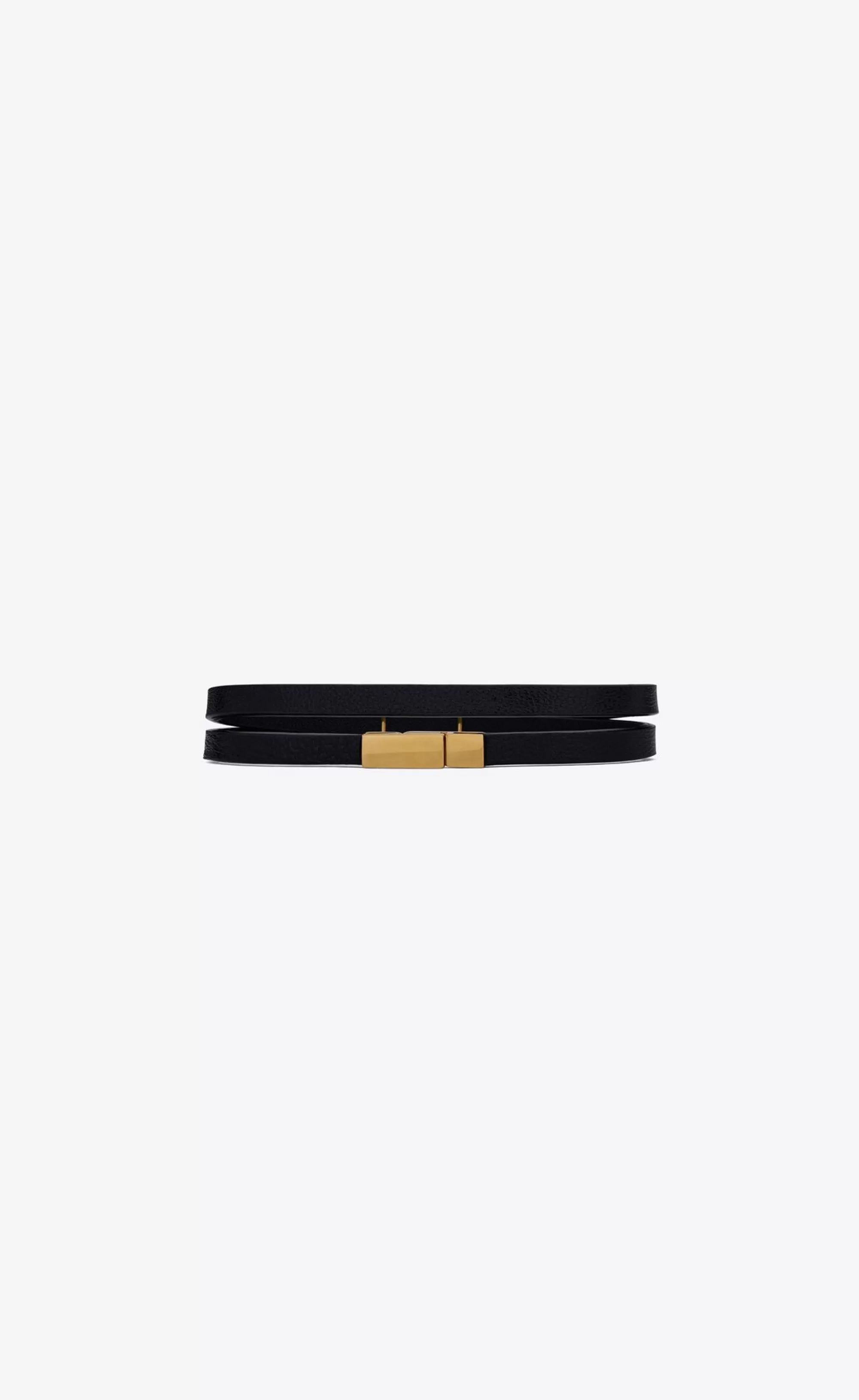Women Saint Laurent Leather bracelets^CASSANDRE Double Wrap Bracelet In Leather And Metal | | YSL.com