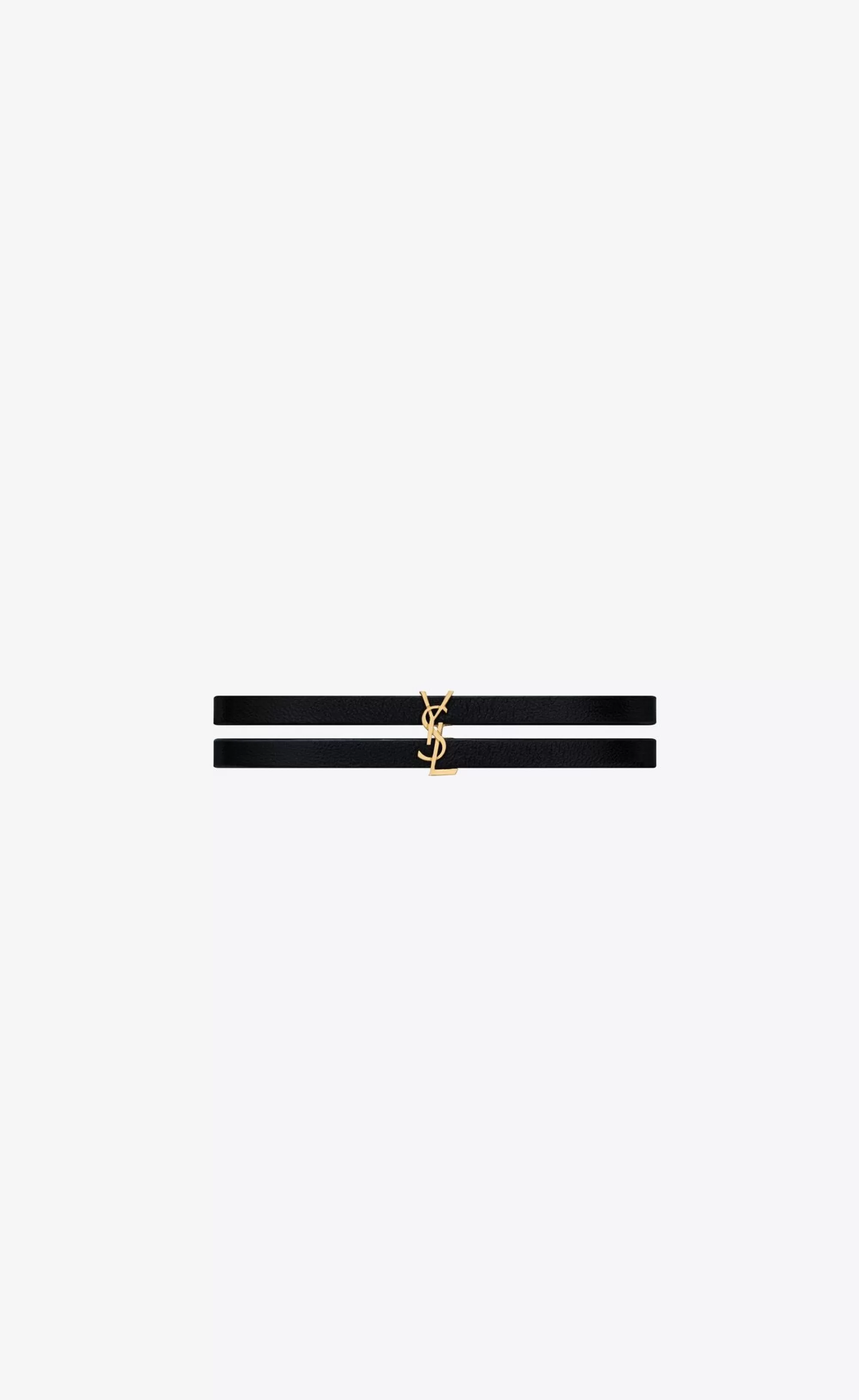 Women Saint Laurent Leather bracelets^CASSANDRE Double-strand Bracelet In Leather And Metal | | YSL.com