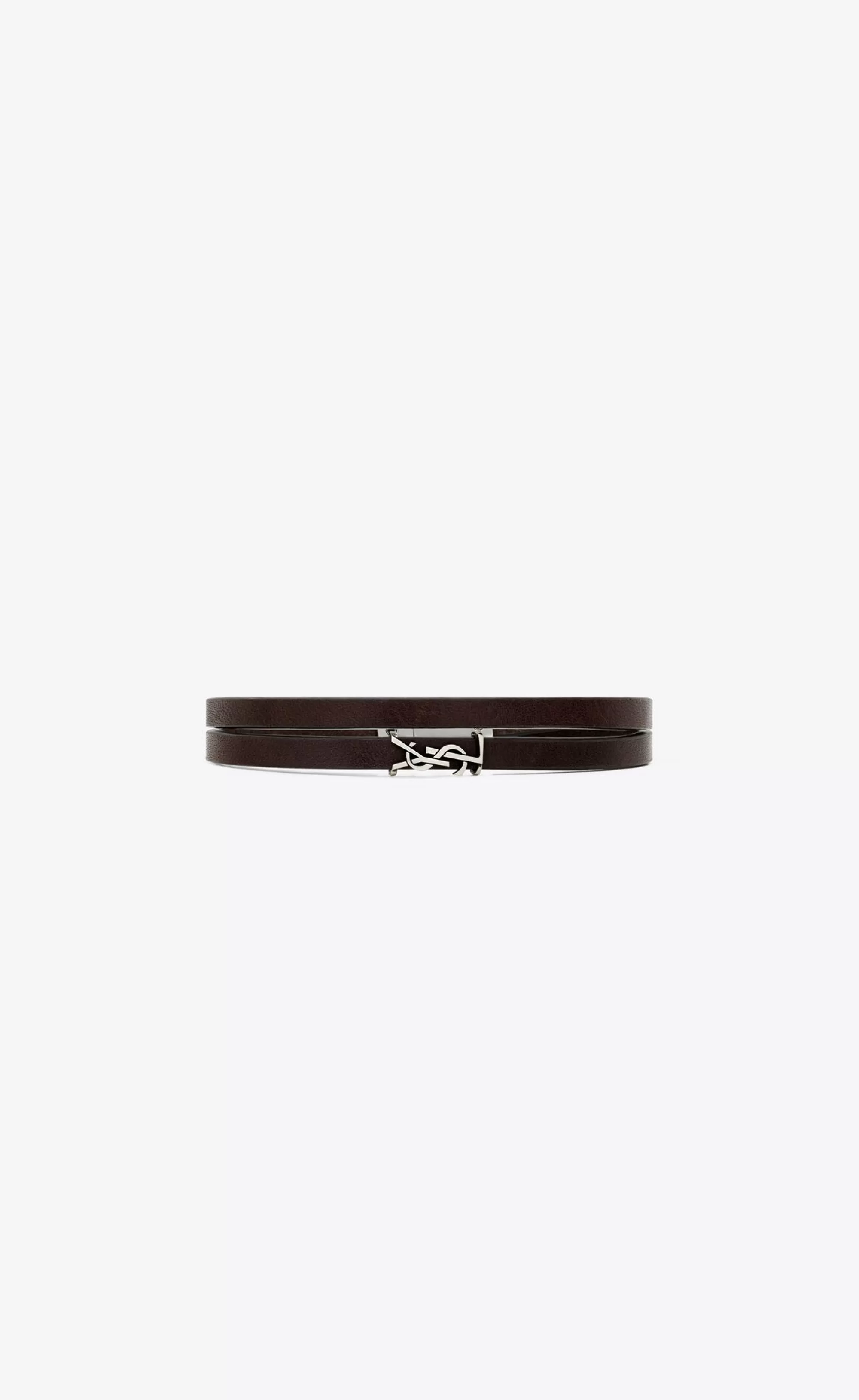 Women Saint Laurent Leather bracelets^CASSANDRE Double-wrap Bracelet In Leather | | YSL.com