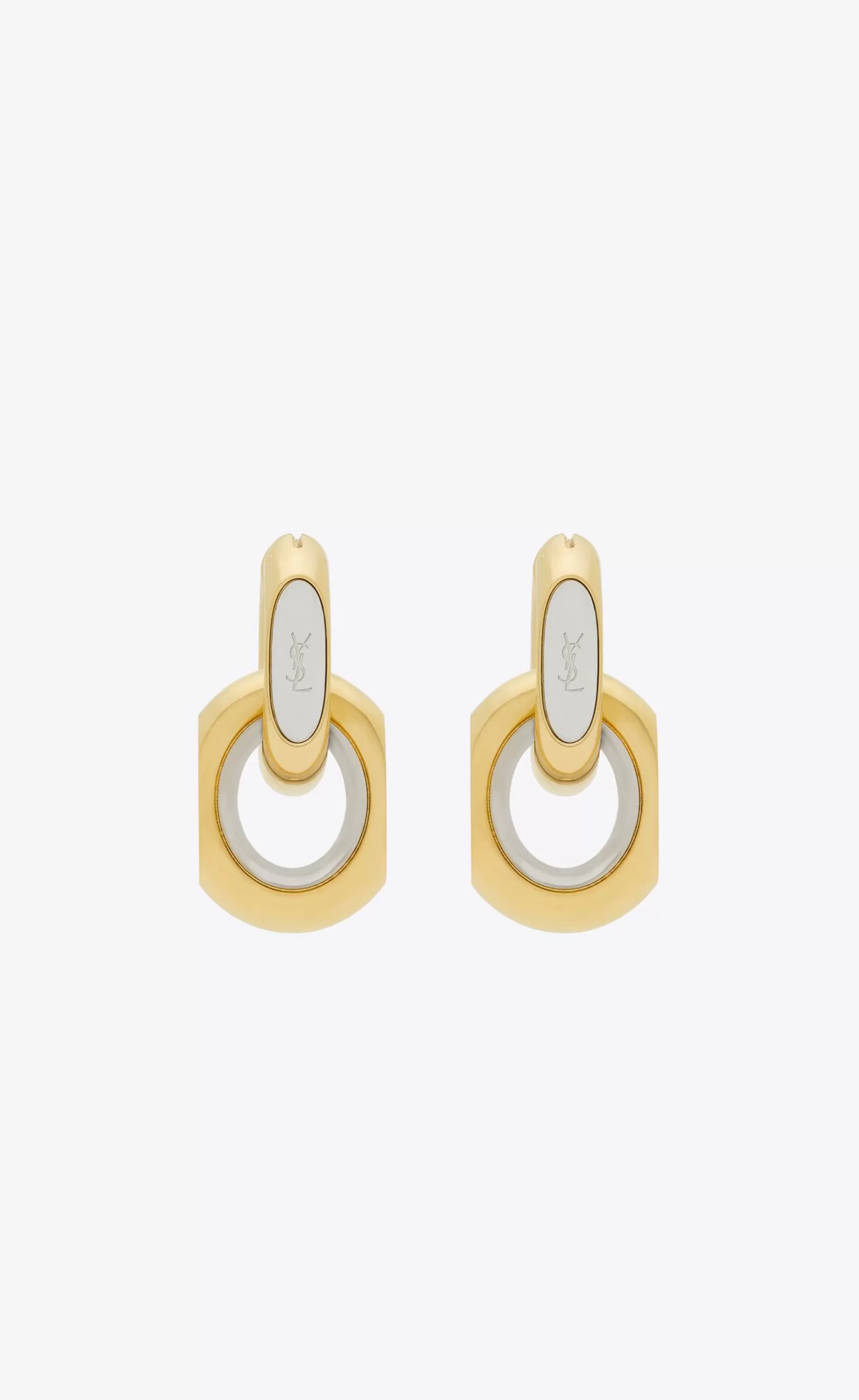 Women Saint Laurent EARRINGS^CASSANDRE Duo Link Earrings In Metal | | YSL.com