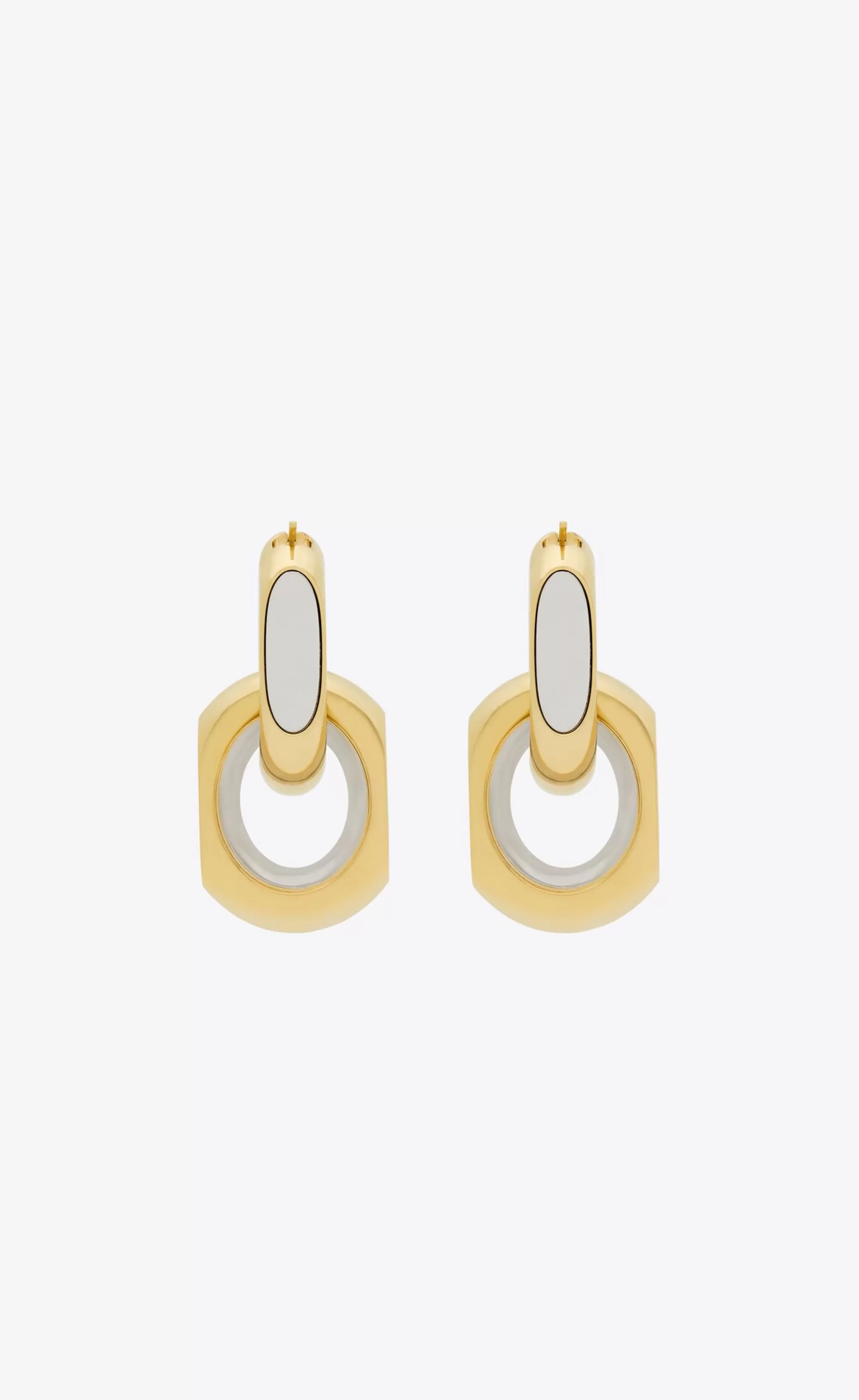 Women Saint Laurent EARRINGS^CASSANDRE Duo Link Earrings In Metal | | YSL.com