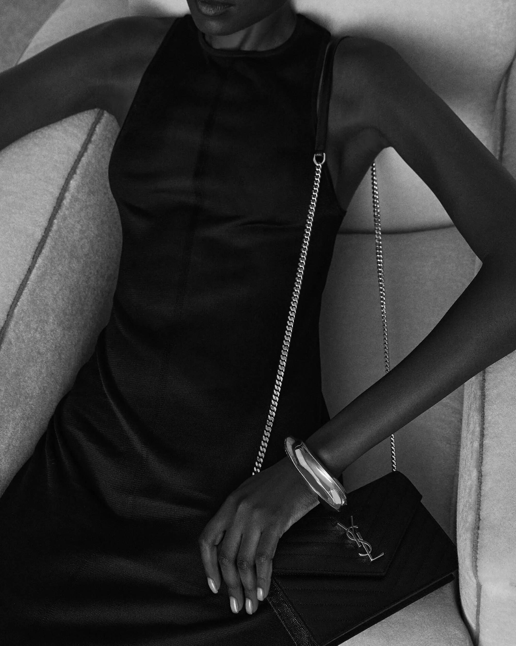 Women Saint Laurent CHAIN WALLETS | MINI BAGS^CASSANDRE ENVELOPE CHAIN WALLET IN GRAIN DE POUDRE LEATHER | | YSL.com