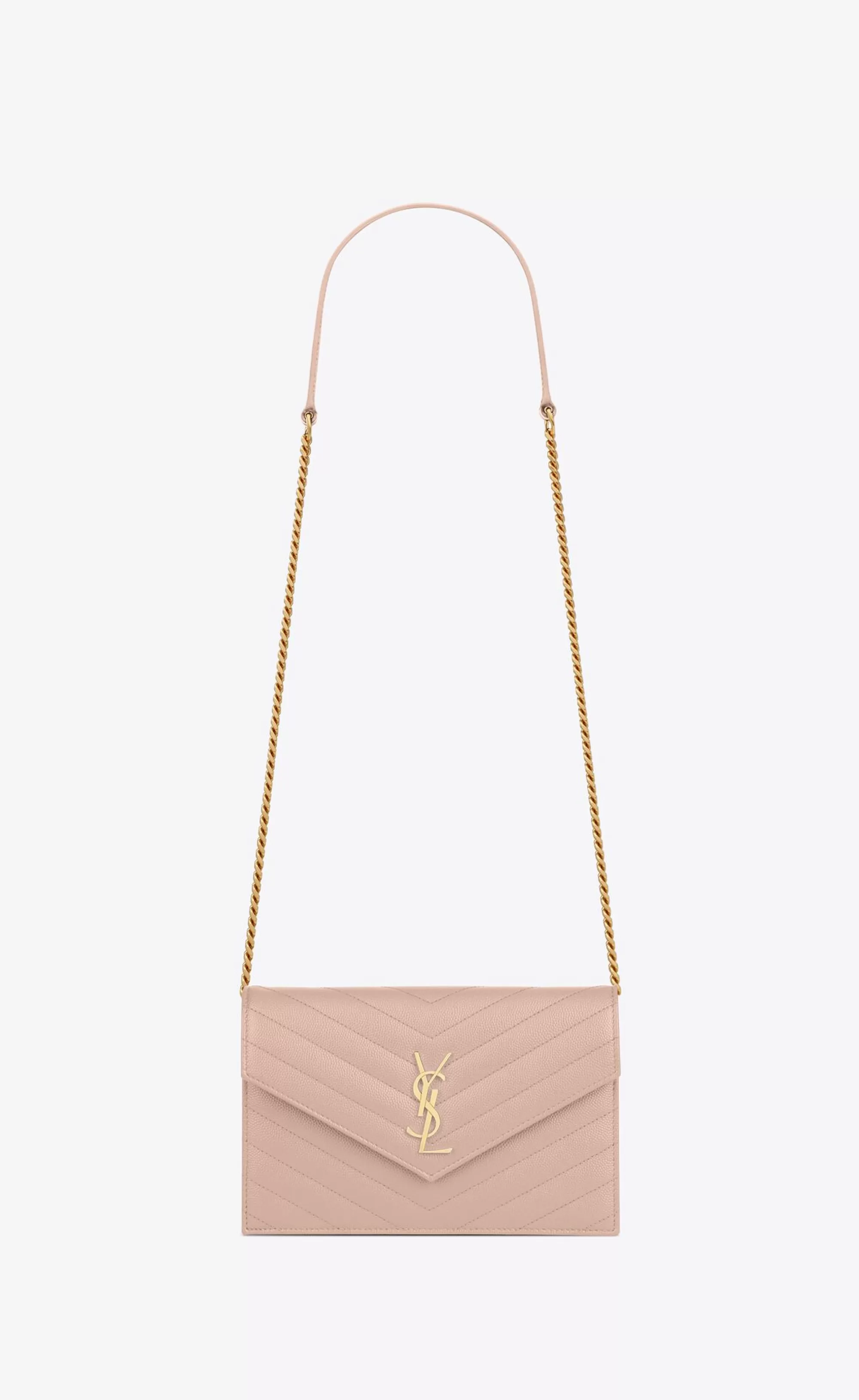 Women Saint Laurent CHAIN WALLETS | CHAIN WALLETS^CASSANDRE ENVELOPE CHAIN WALLET IN GRAIN DE POUDRE LEATHER | | YSL.com