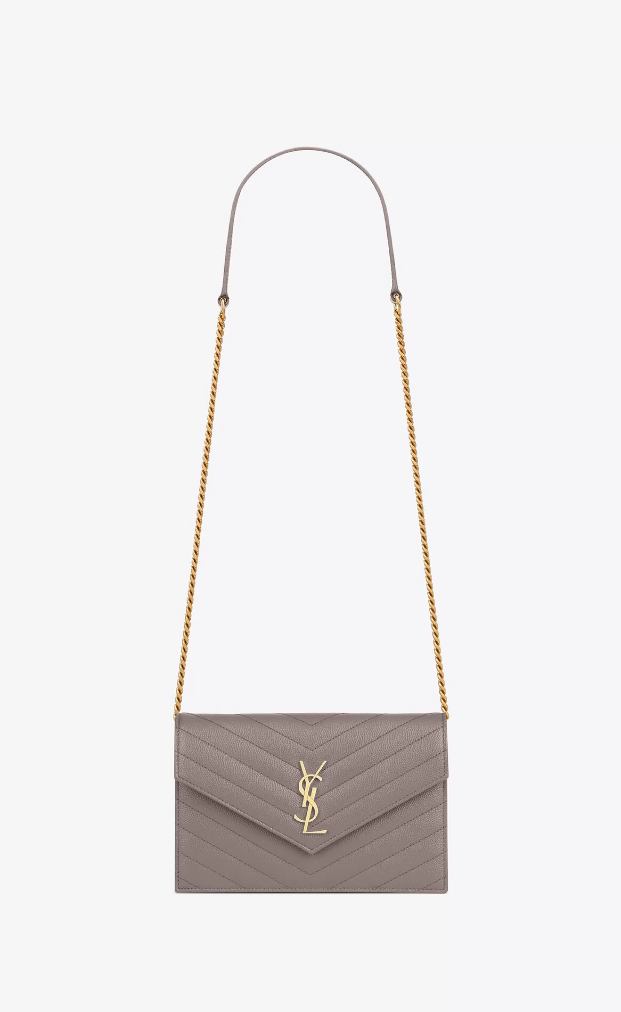 Women Saint Laurent CHAIN WALLETS | CHAIN WALLETS^CASSANDRE ENVELOPE CHAIN WALLET IN GRAIN DE POUDRE LEATHER | | YSL.com