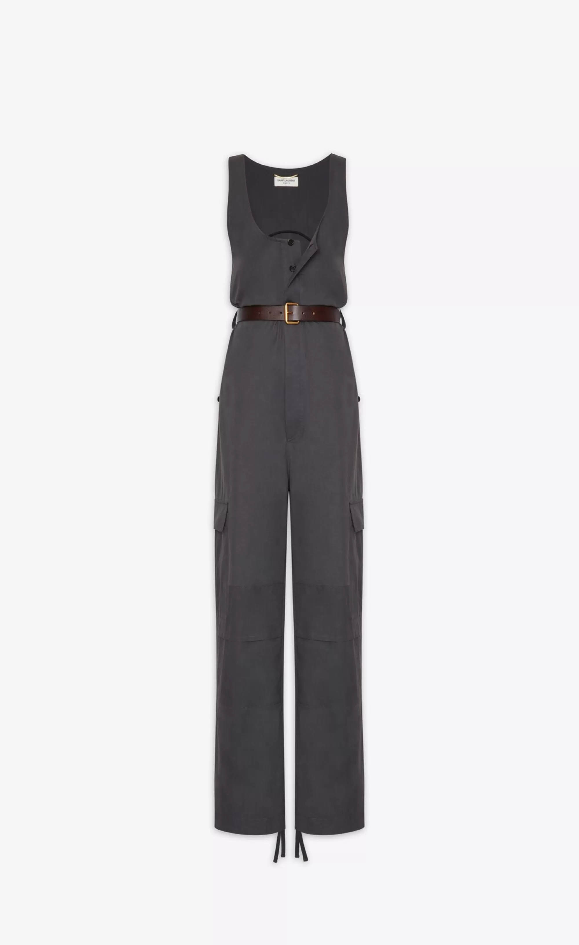 Women Saint Laurent JUMPSUITS^CASSANDRE Jumpsuit In Cotton Twill | | YSL.com