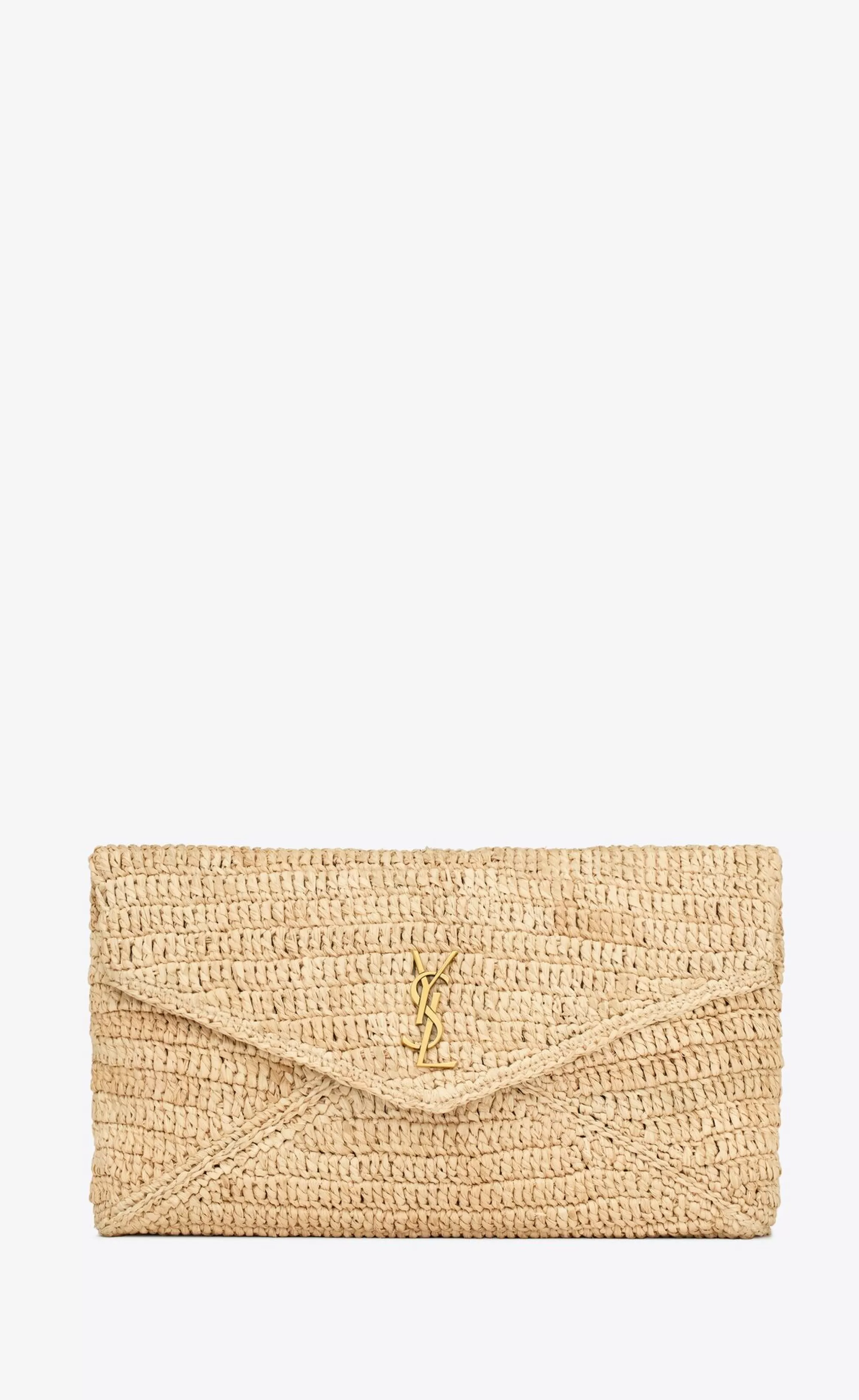 Women Saint Laurent pouches^CASSANDRE Large Envelope Pouch In Raffia | | YSL.com