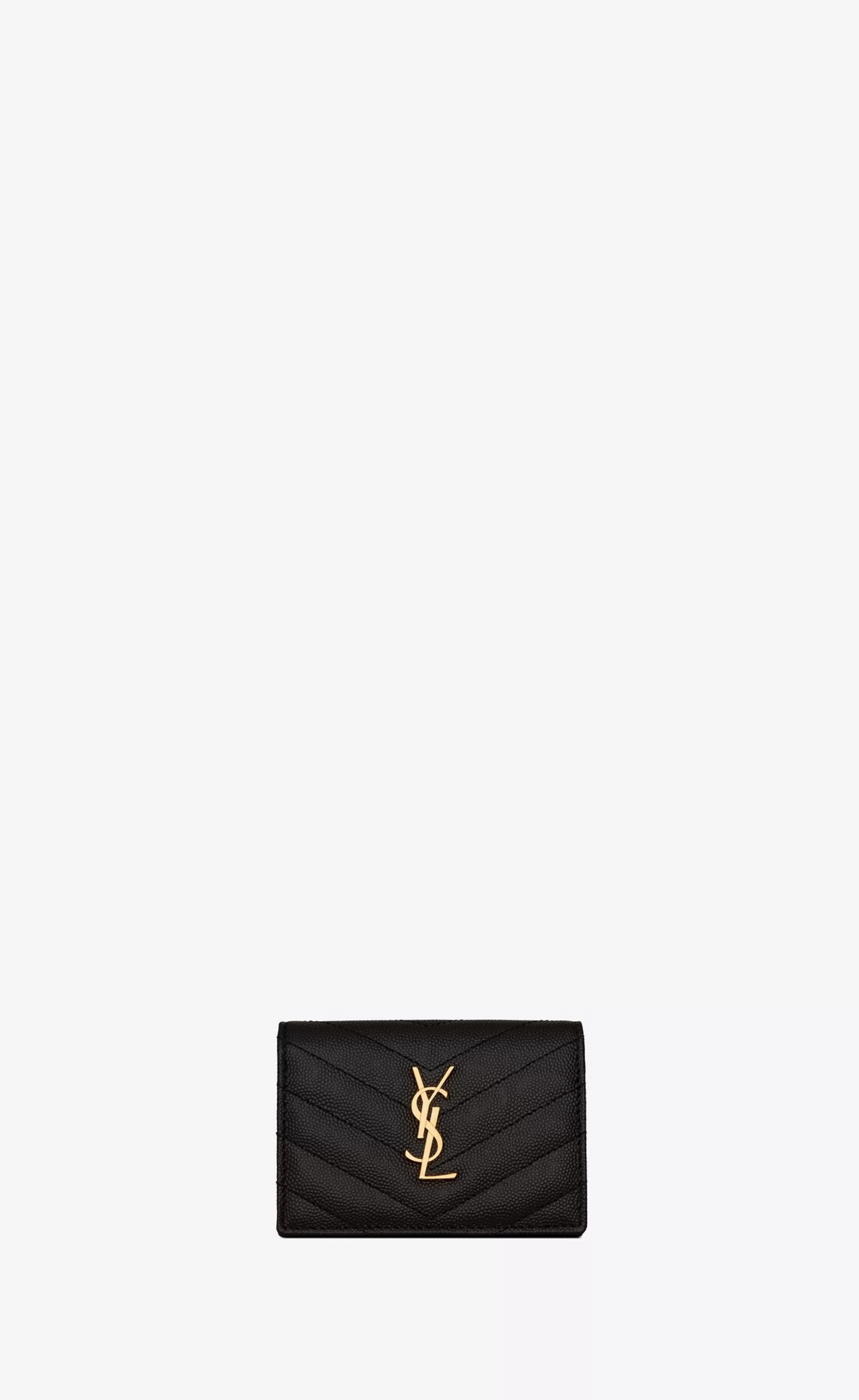 Women Saint Laurent CARD CASES^CASSANDRE MATELASSÉ Business Card Case In Grain De Poudre Embossed Leather | | YSL.com