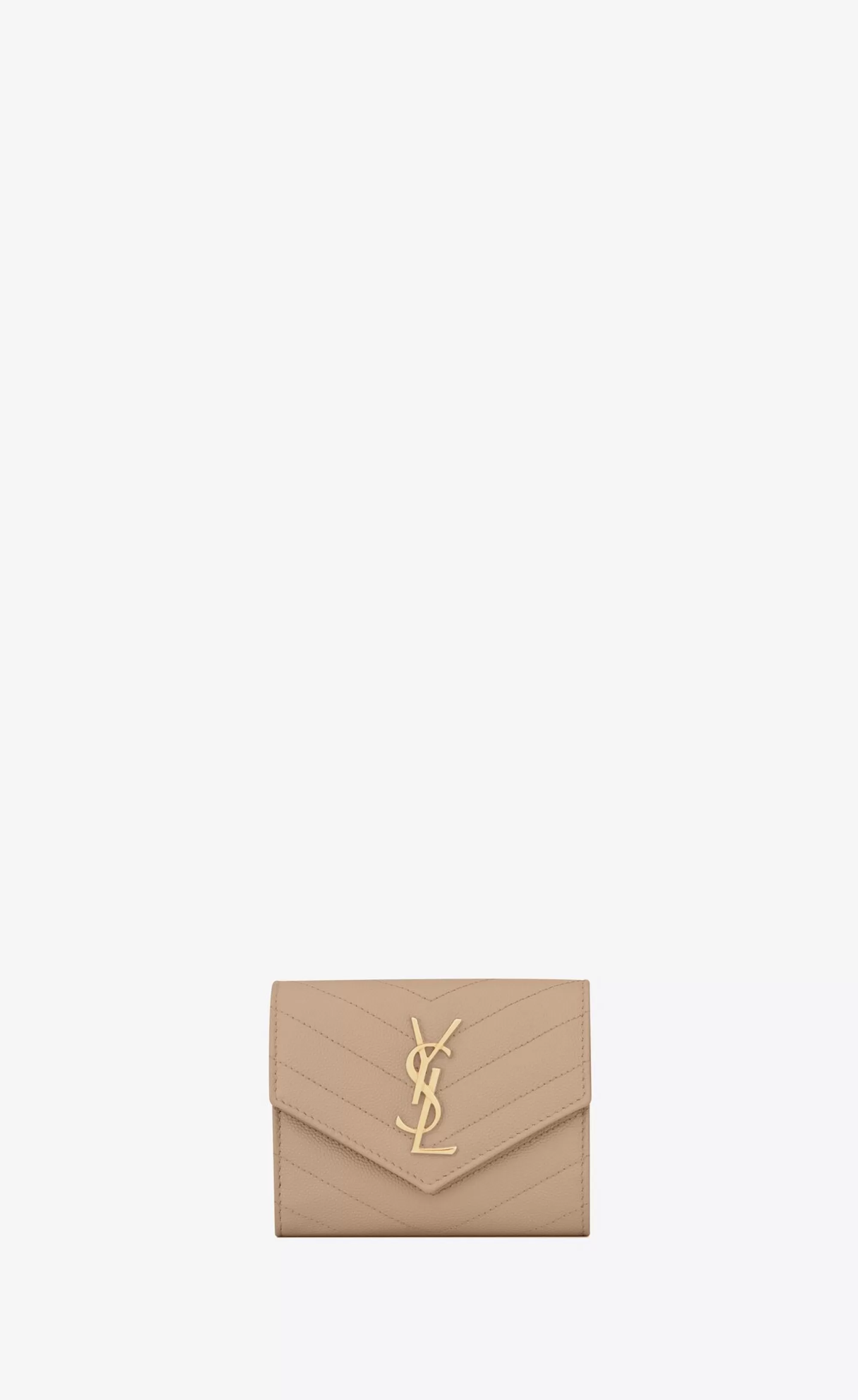 Women Saint Laurent WALLETS^CASSANDRE MATELASSÉ Compact Tri Fold Wallet In Grain De Poudre Embossed Leather | | YSL.com