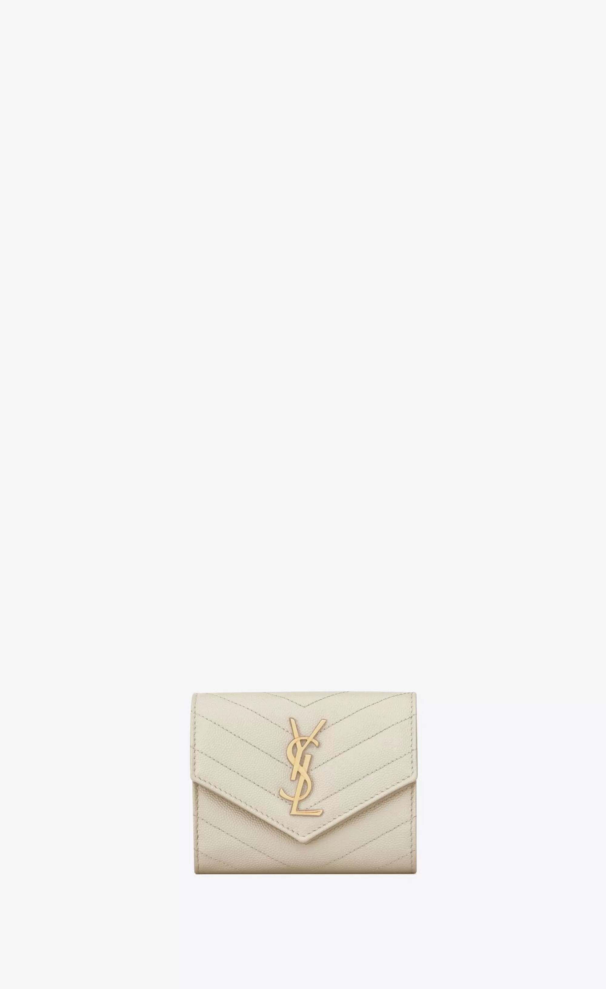 Women Saint Laurent WALLETS^Cassandre Matelassé Compact Tri Fold Wallet In Grain De Poudre Embossed Leather | | YSL.com