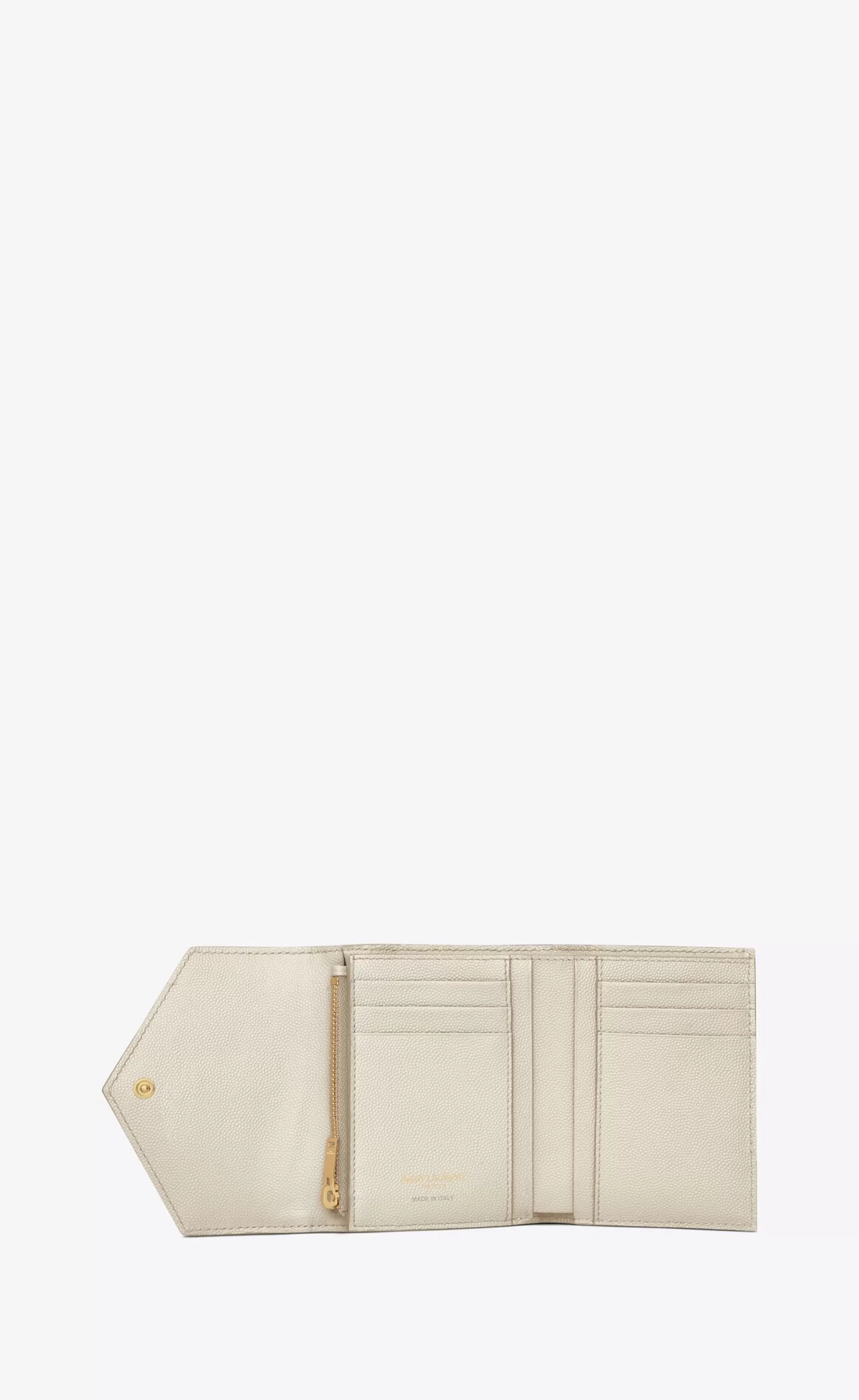 Women Saint Laurent WALLETS^Cassandre Matelassé Compact Tri Fold Wallet In Grain De Poudre Embossed Leather | | YSL.com