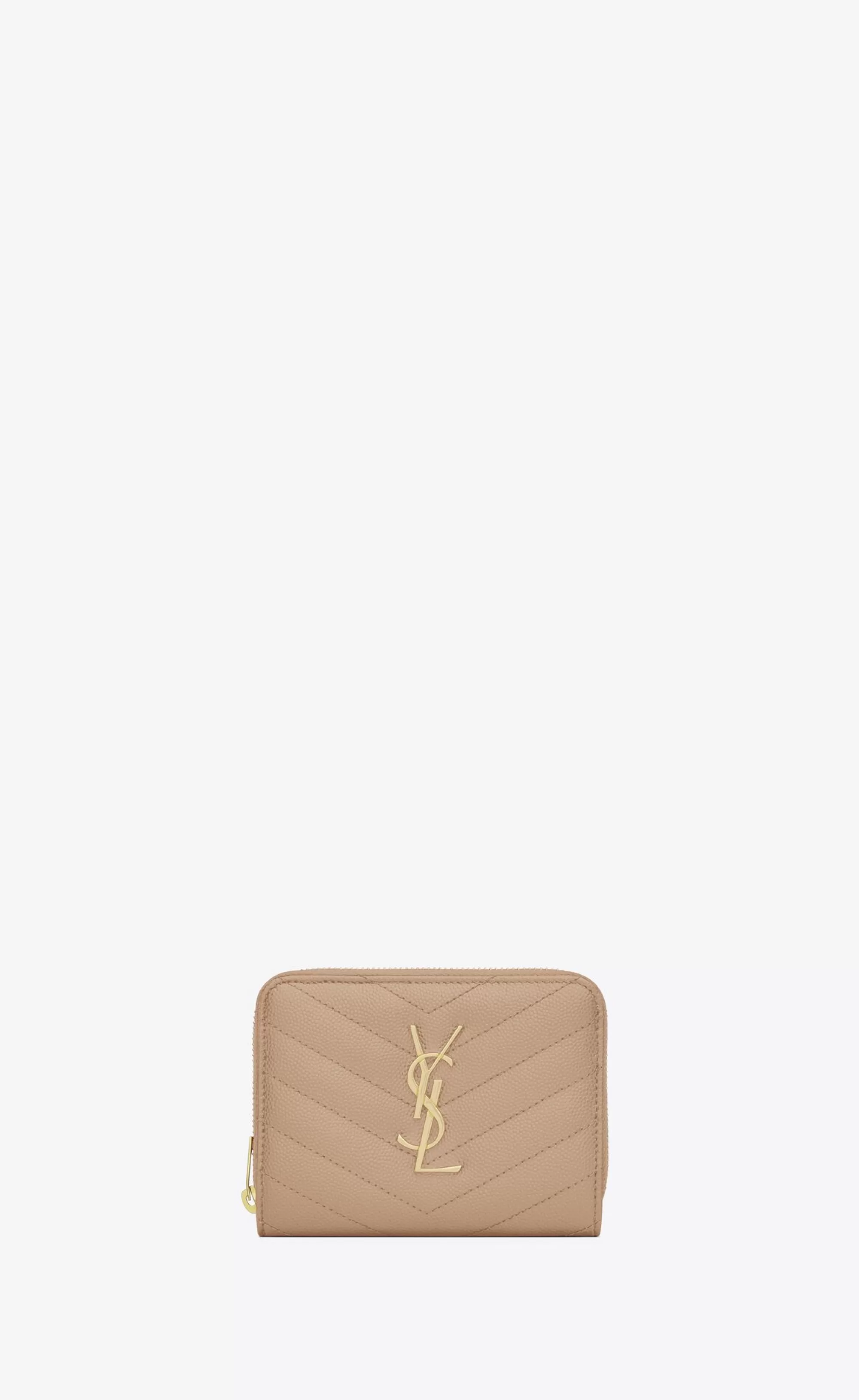 Women Saint Laurent WALLETS^CASSANDRE MATELASSÉ Compact Zip Around Wallet In Grain De Poudre Embossed Leather | | YSL.com