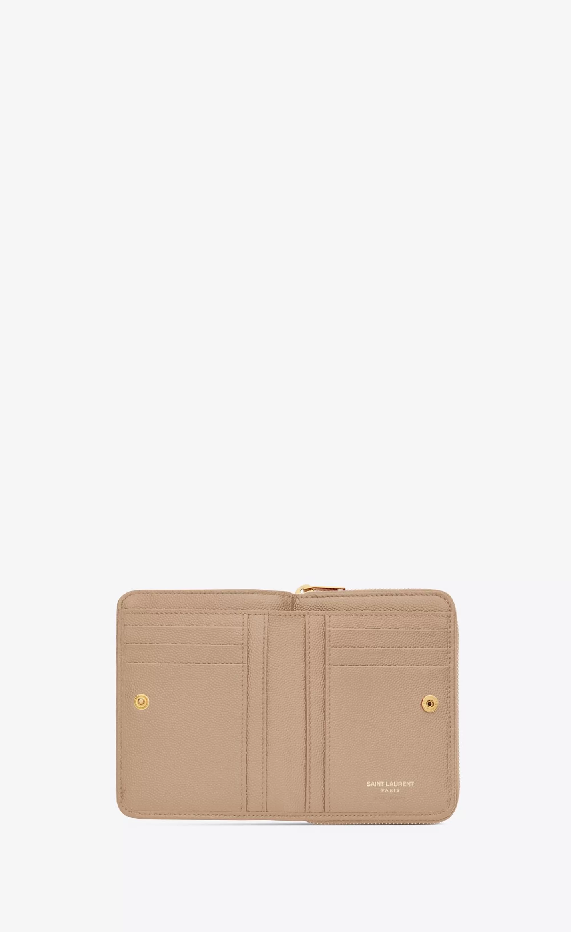Women Saint Laurent WALLETS^CASSANDRE MATELASSÉ Compact Zip Around Wallet In Grain De Poudre Embossed Leather | | YSL.com