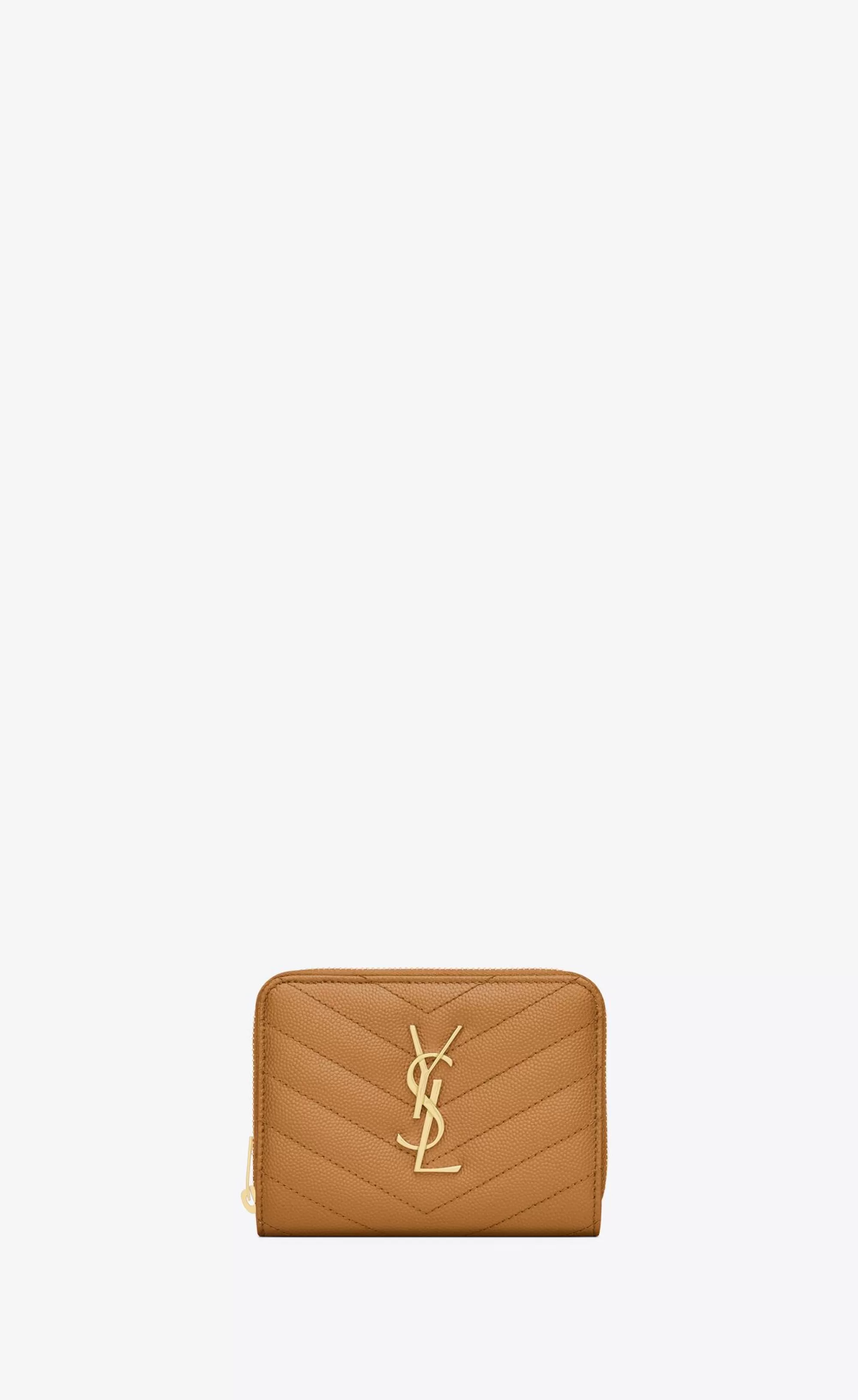 Women Saint Laurent WALLETS^CASSANDRE MATELASSÉ Compact Zip Around Wallet In Grain De Poudre Embossed Leather | | YSL.com