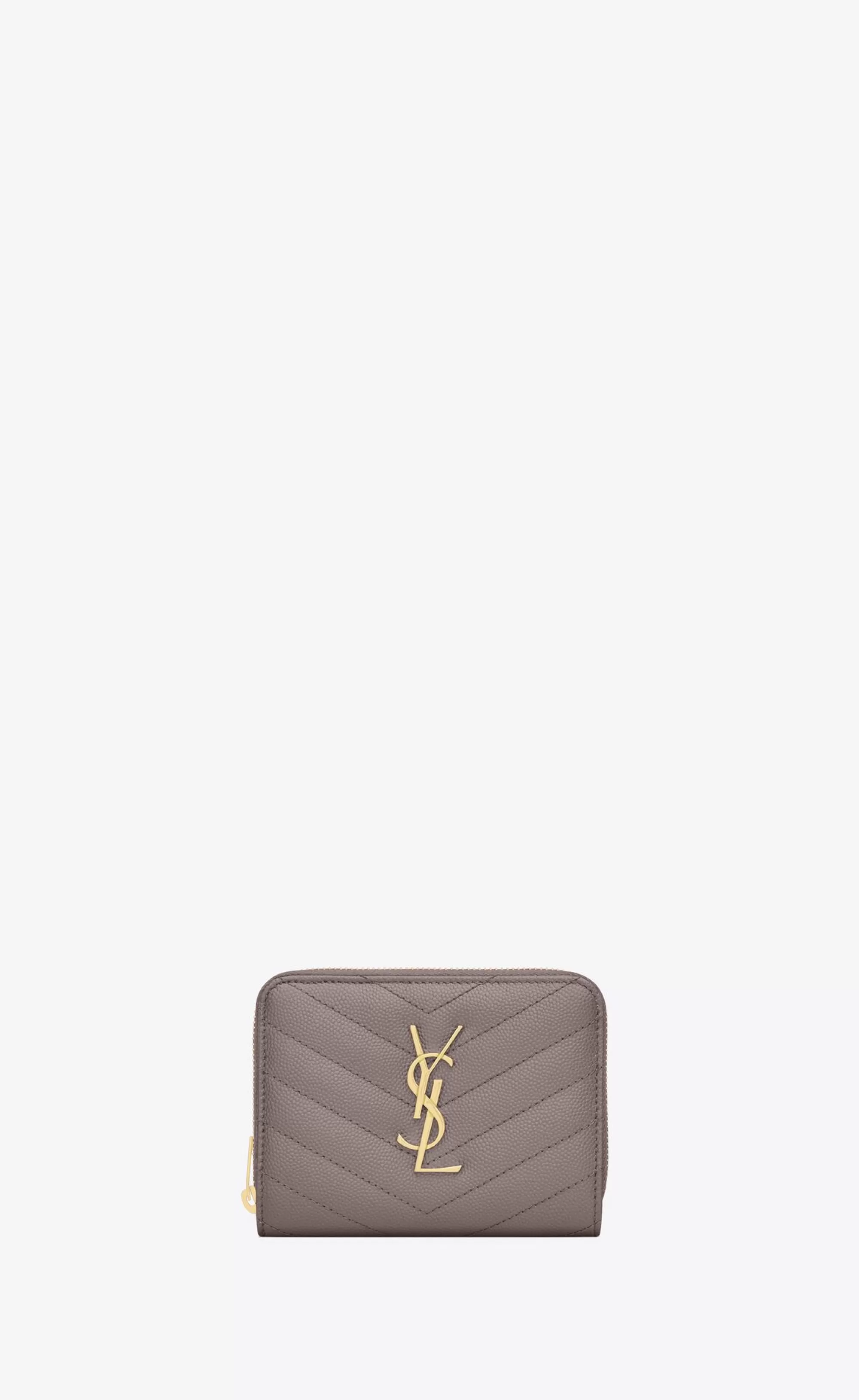 Women Saint Laurent WALLETS^CASSANDRE MATELASSÉ Compact Zip Around Wallet In Grain De Poudre Embossed Leather | | YSL.com