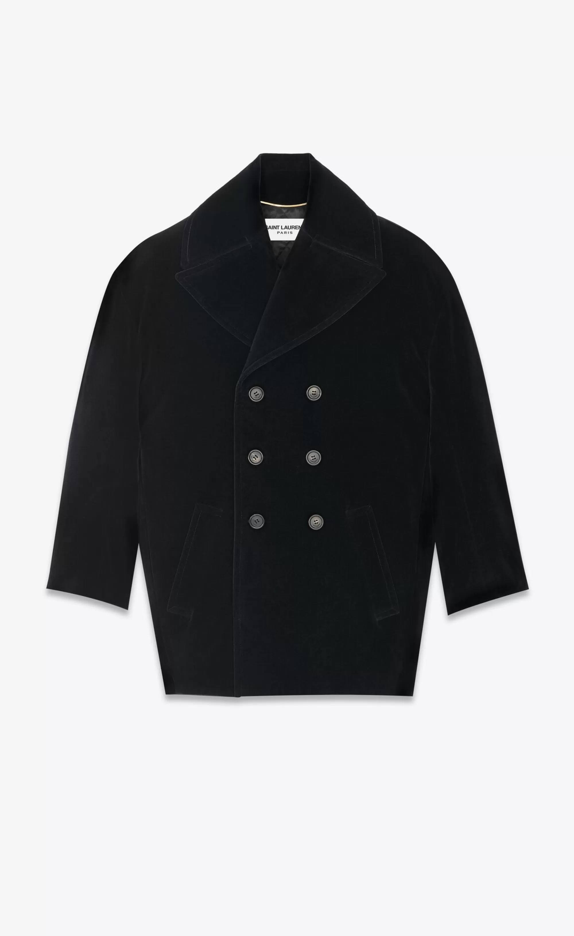 Women Saint Laurent Coats and Outerwear^Cassandre Peacoat In Cotton Velvet | | YSL.com