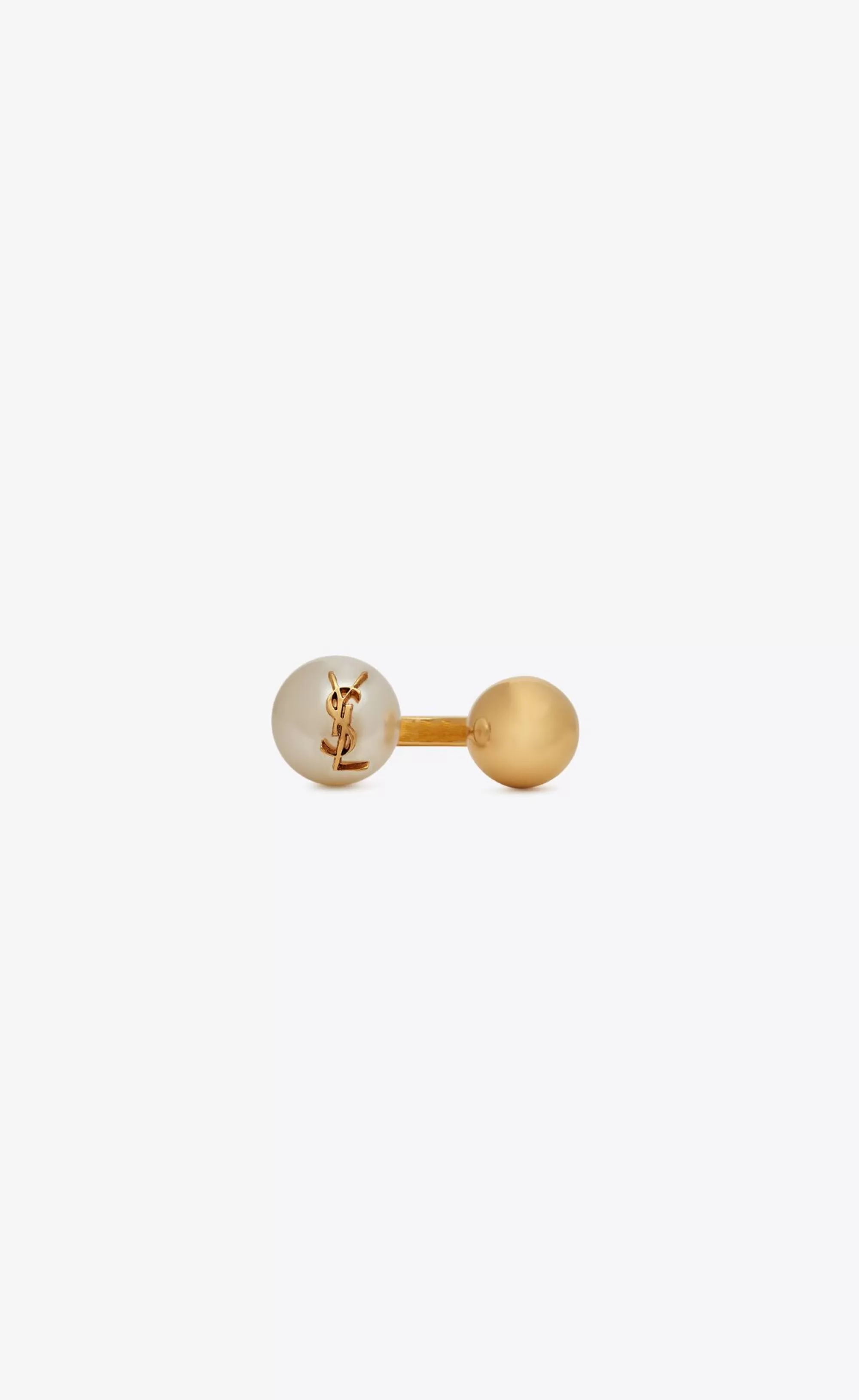 Women Saint Laurent RINGS^CASSANDRE Pearl And Ball Ring In Metal | | YSL.com