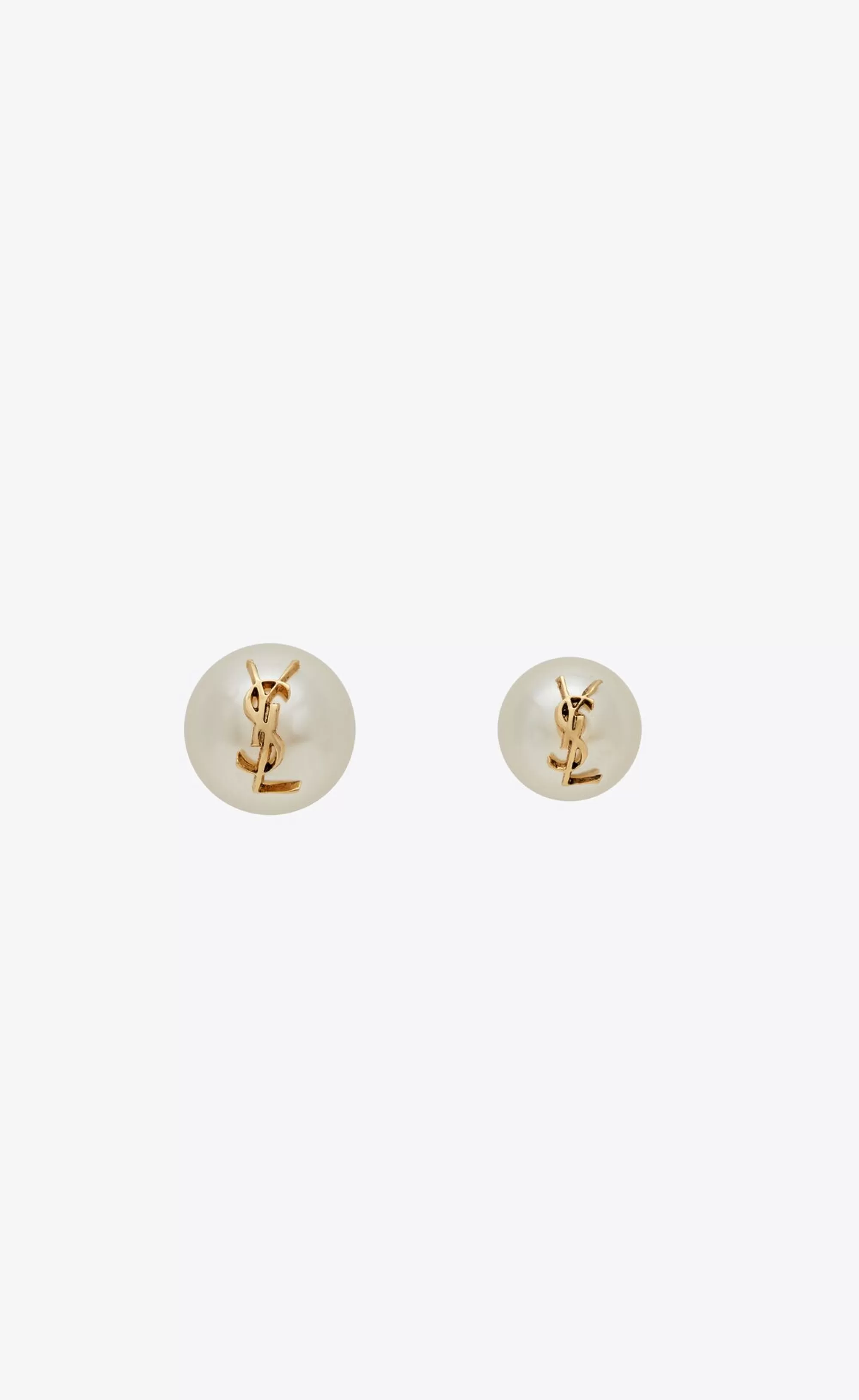 Women Saint Laurent EARRINGS^CASSANDRE Pearl Earrings In Metal | | YSL.com