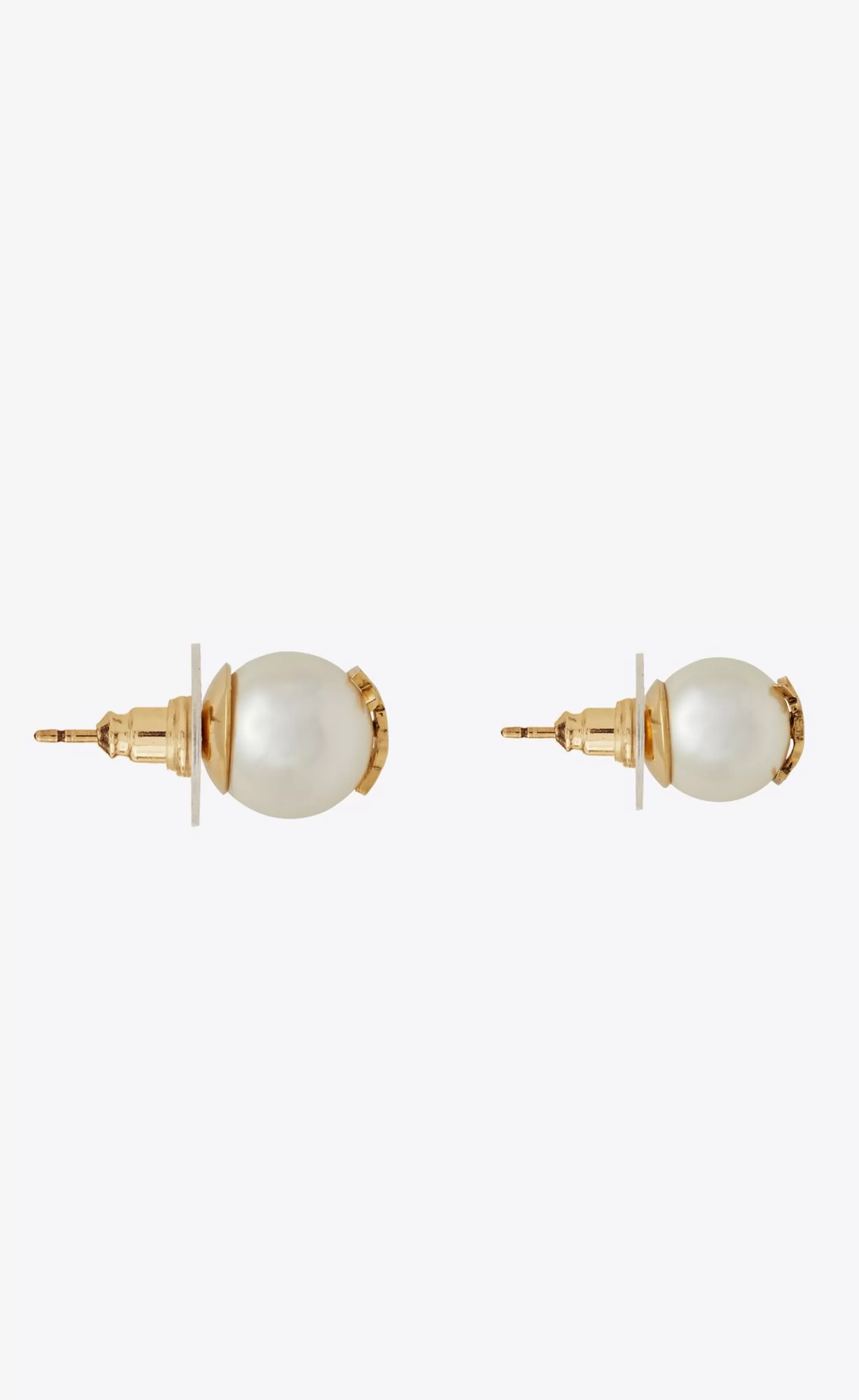 Women Saint Laurent EARRINGS^CASSANDRE Pearl Earrings In Metal | | YSL.com